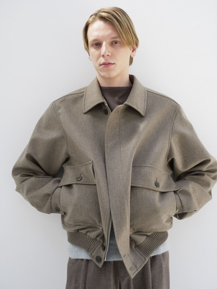 CASHMERE MOLESKIN ZIP BLOUSON