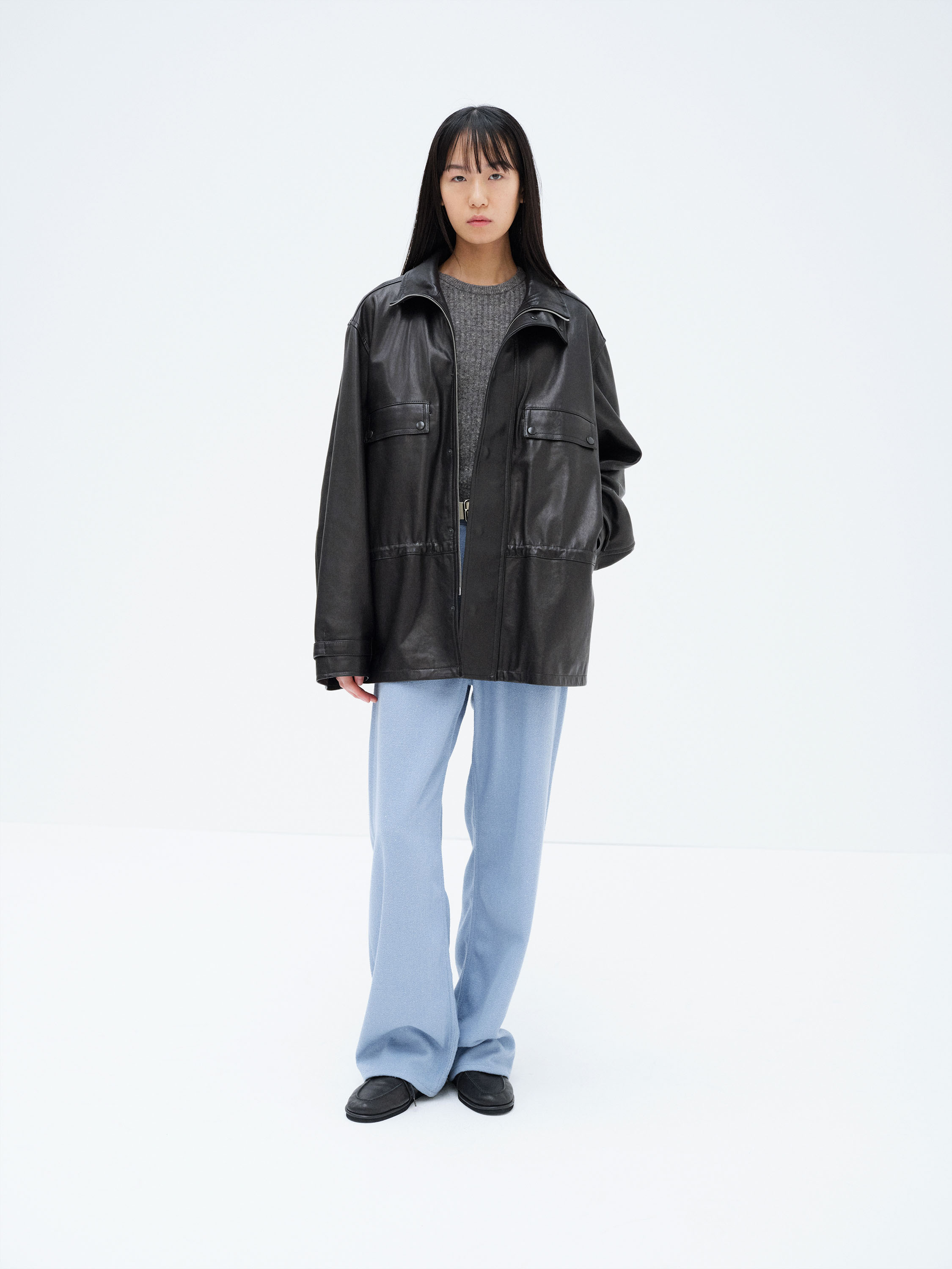 TEXTURED LAMB LEATHER BLOUSON 詳細画像 BLACK 1