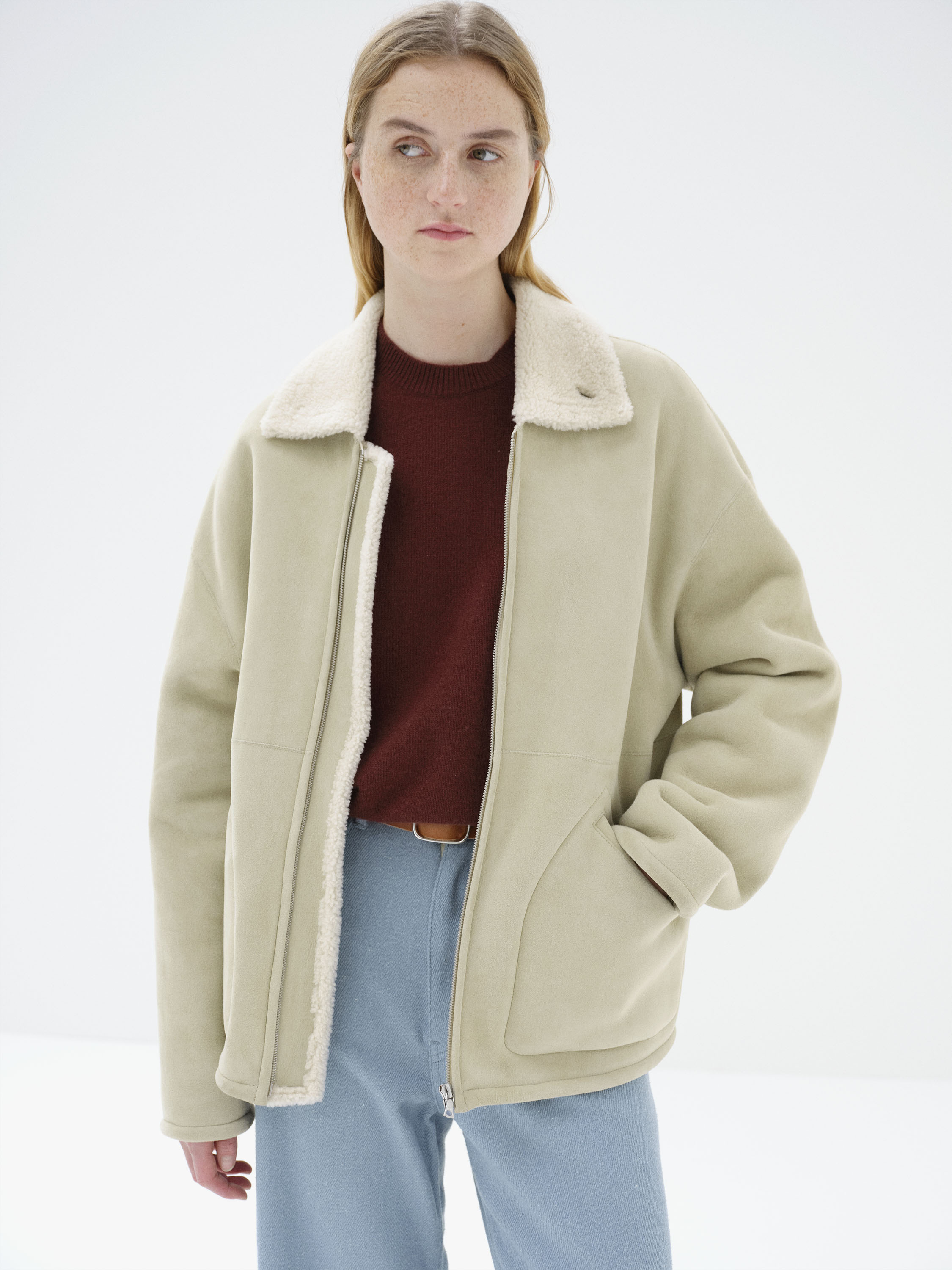 MERINO MOUTON ZIP BLOUSON 詳細画像 IVORY LIME 1