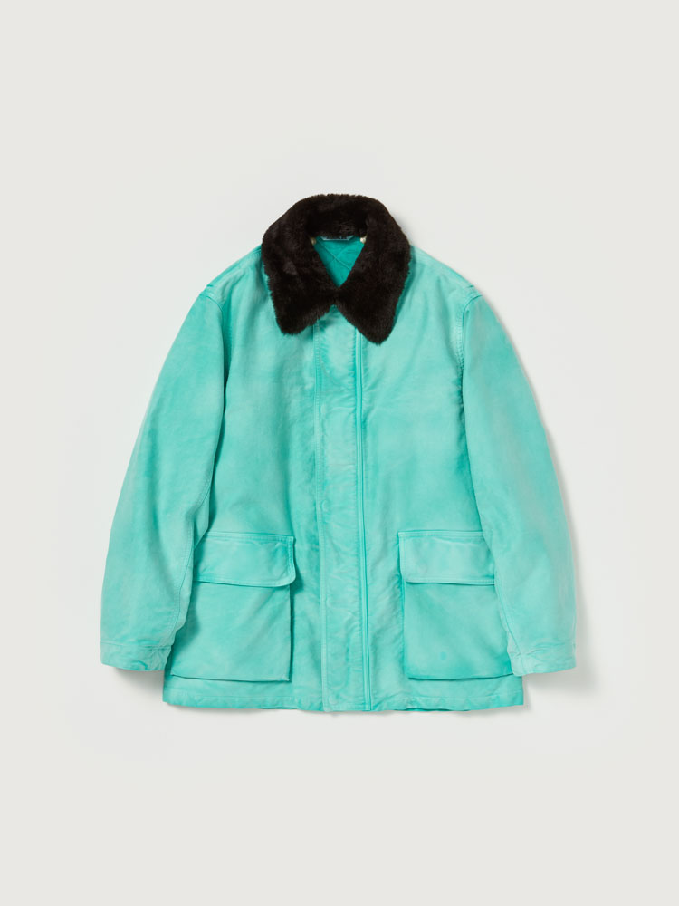 GARMENT-DYED ORGANIC COTTON HEAVY MOLESKIN BLOUSON