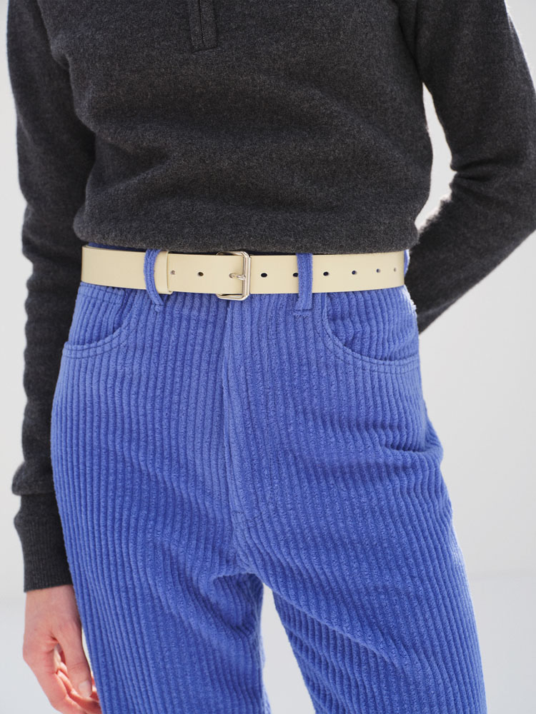 GLAZED LEATHER ROLLER BUCKLE BELT