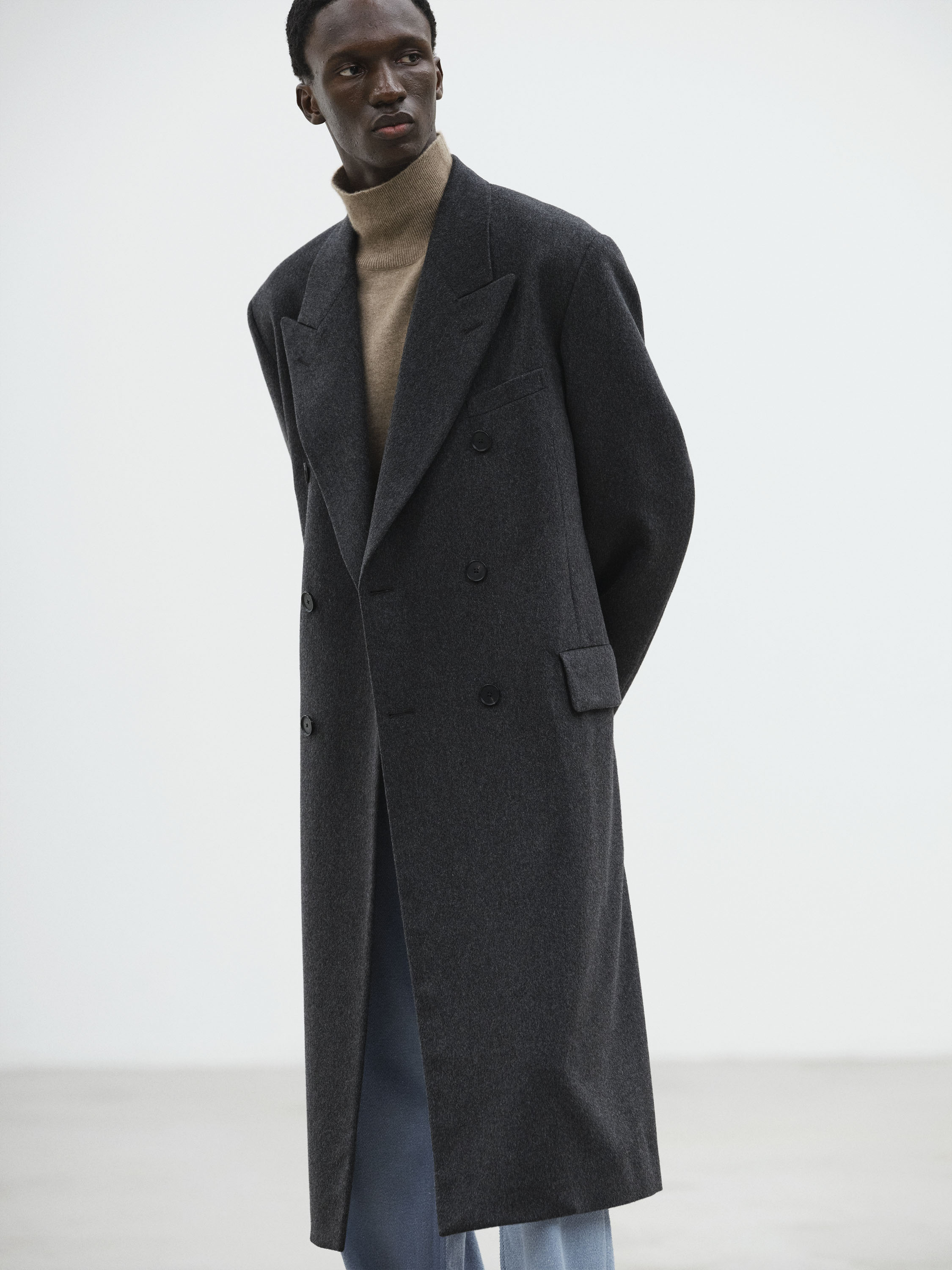 CASHMERE MOLESKIN DOUBLE-BREASTED COAT 詳細画像 TOP CHARCOAL 1