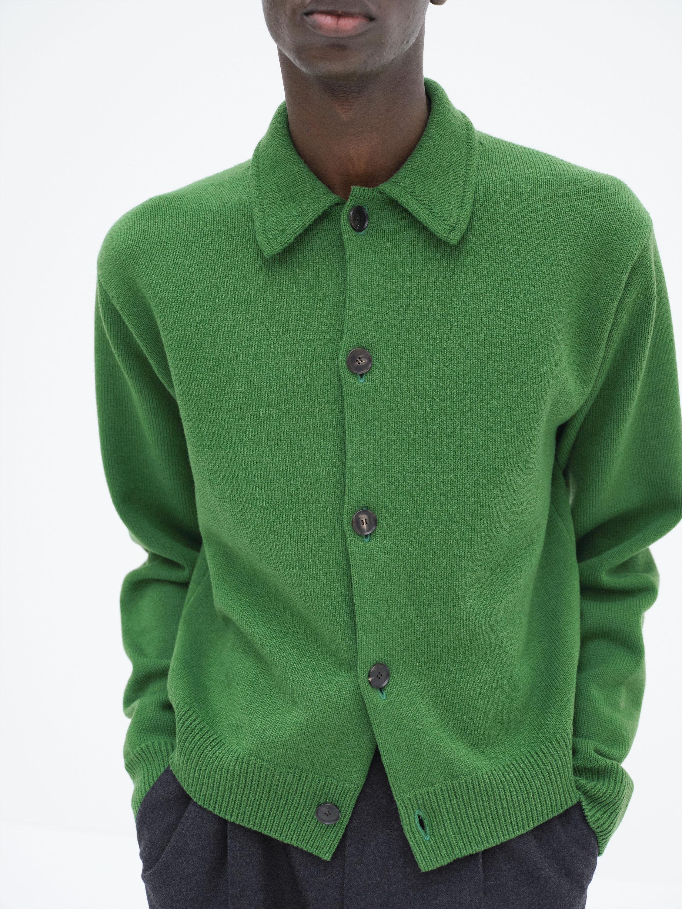 SUPER FINE WOOL KNIT SHIRT CARDIGAN 詳細画像 GREEN 2