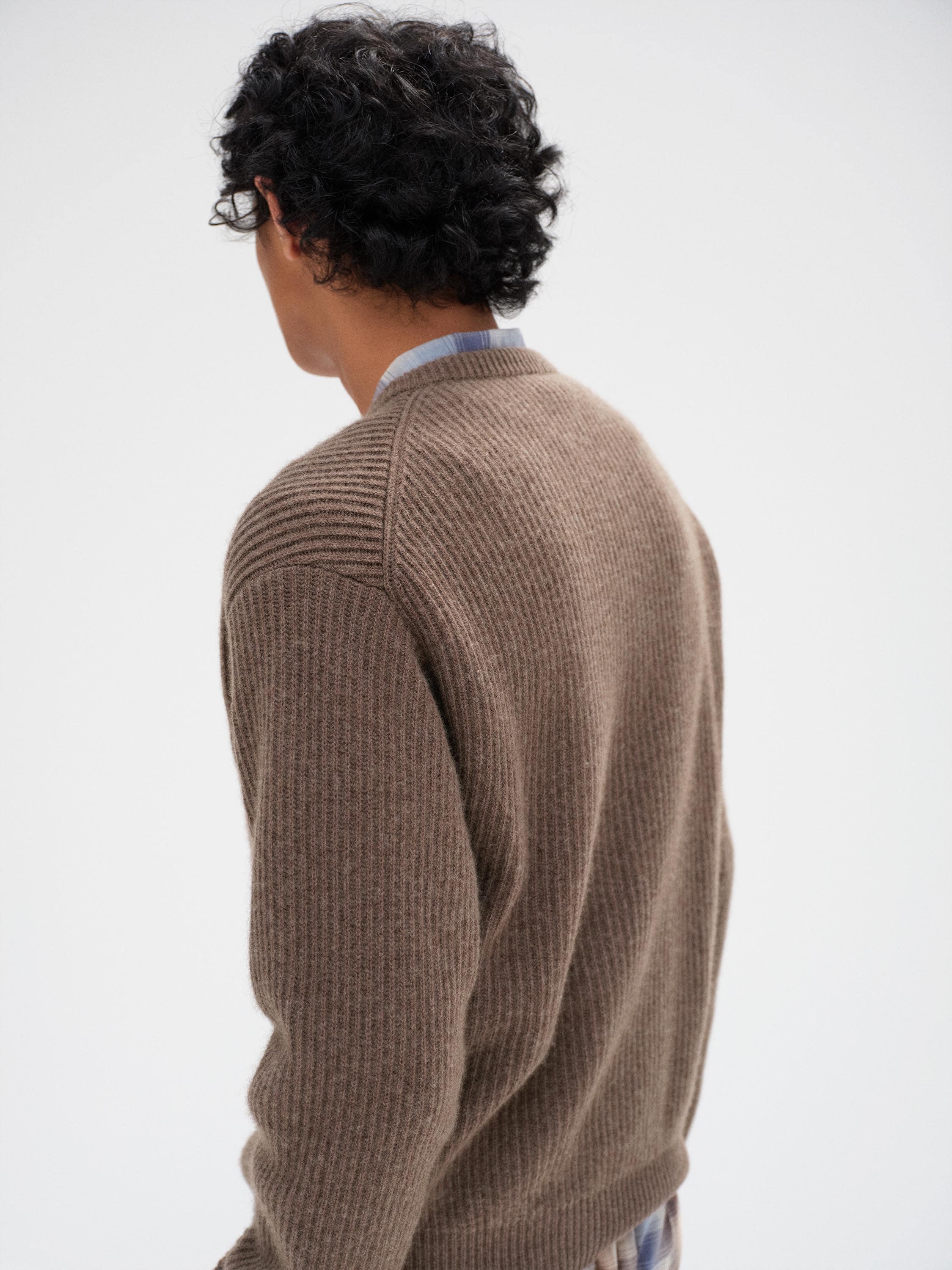 SUPER FINE WOOL CASHMERE RIB KNIT CARDIGAN 詳細画像 SOIL BROWN 3