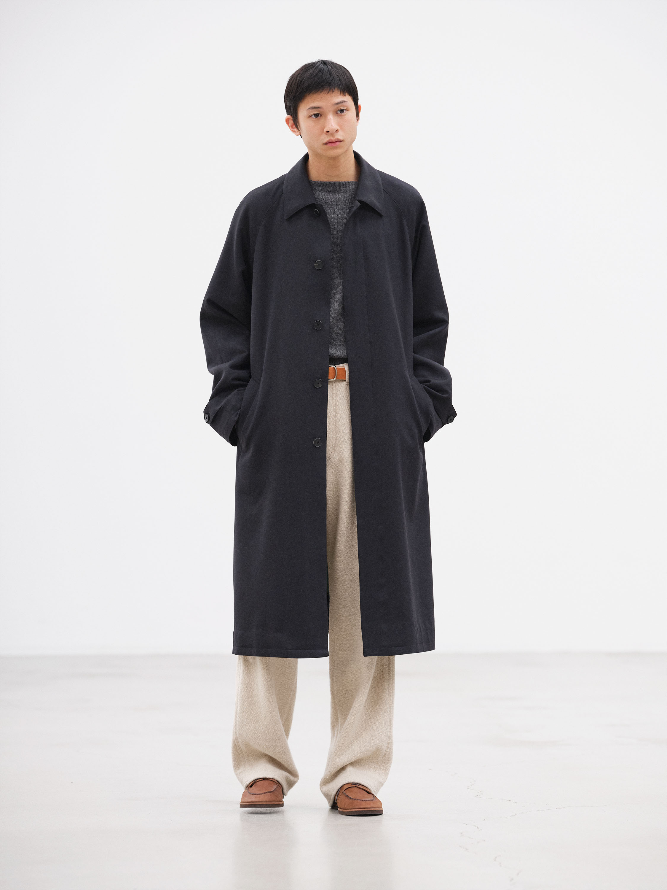 ULTRA FINE WOOL TWILL WOOL-LINED COAT 詳細画像 DARK NAVY &times; MIX GREEN 1