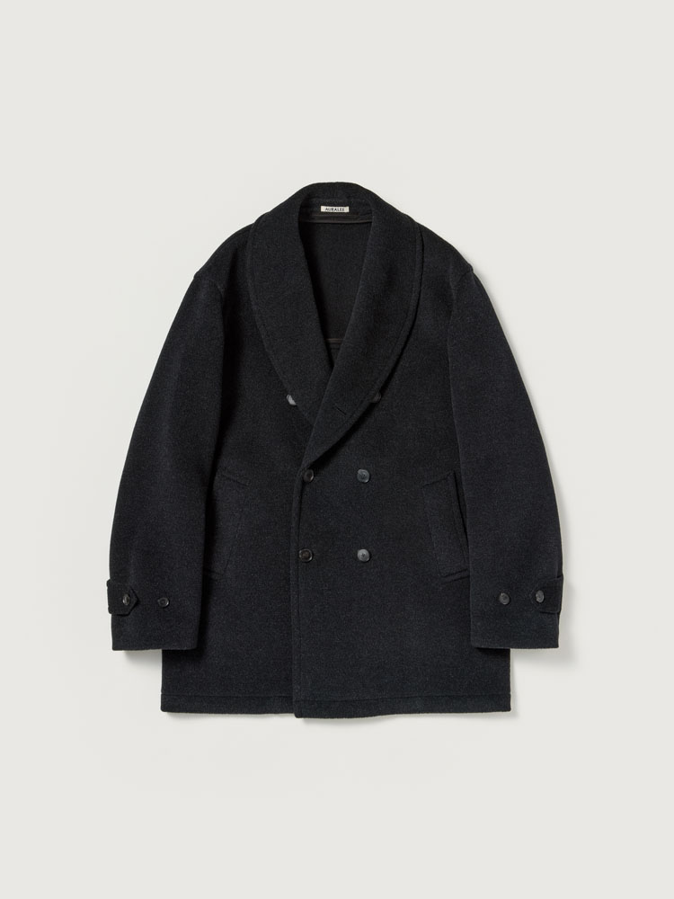 WOOL HERRINGBONE SHAWL COLLAR COAT