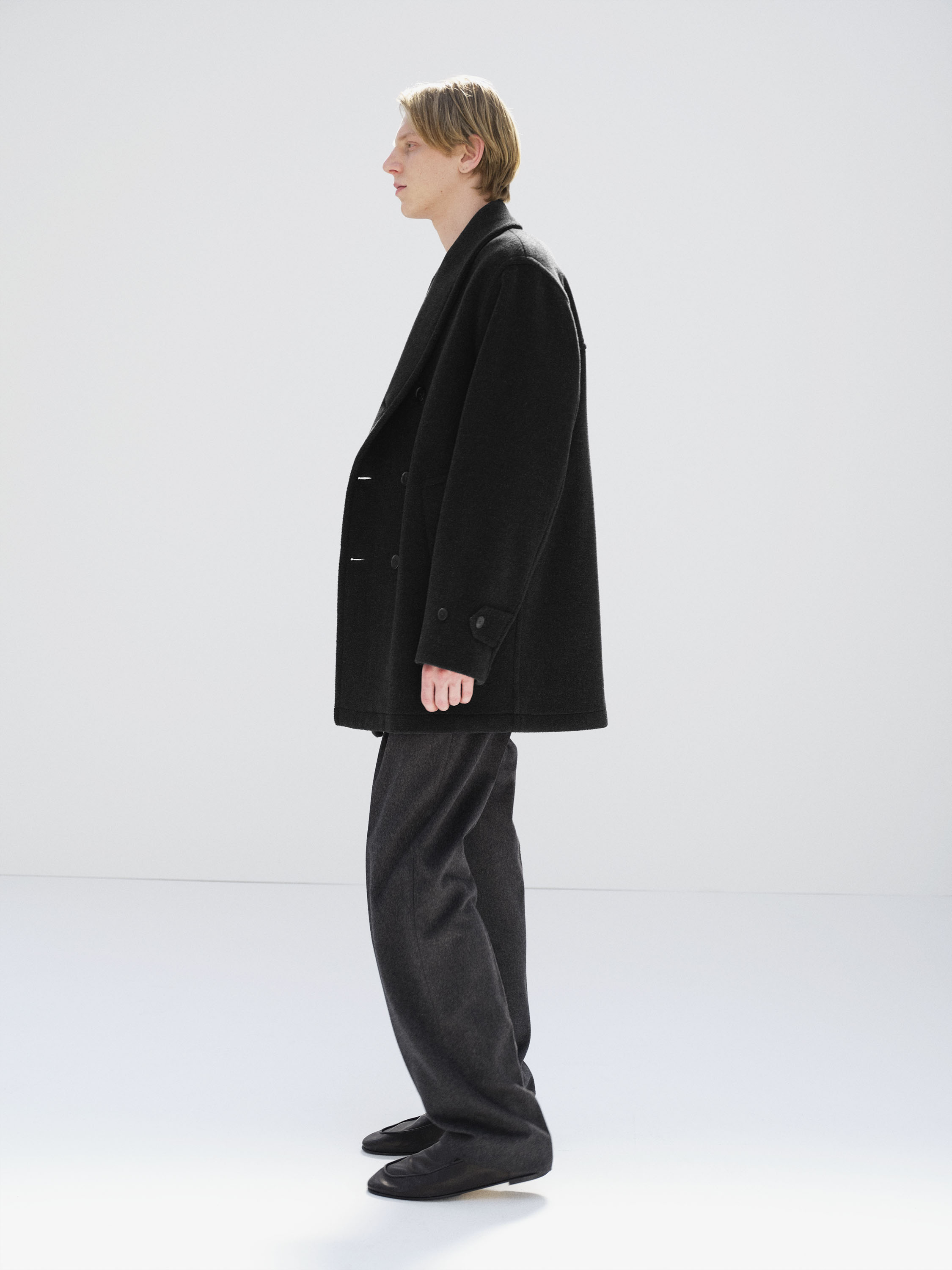 WOOL HERRINGBONE SHAWL COLLAR COAT 詳細画像 DARK CHARCOAL 4