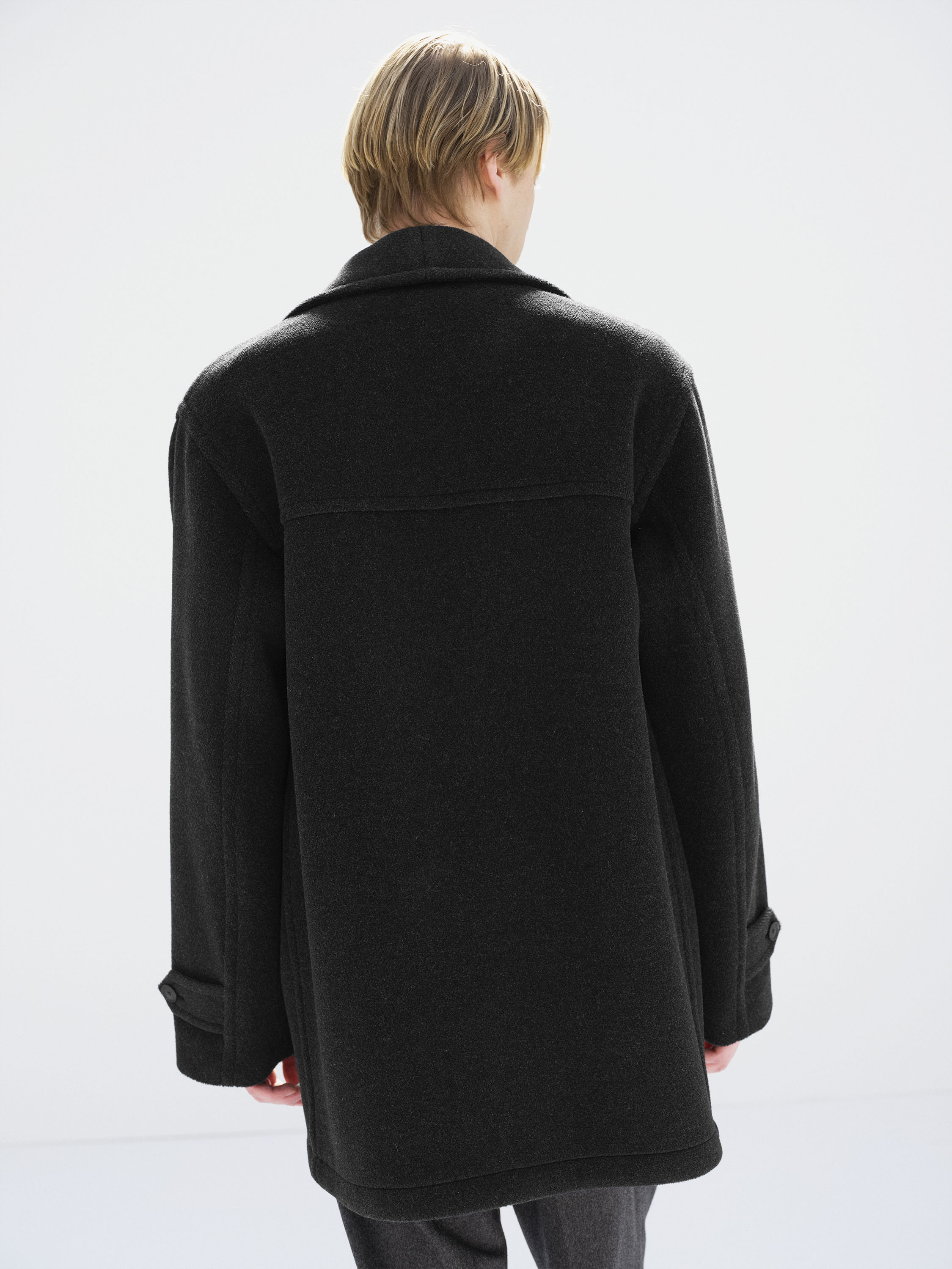 WOOL HERRINGBONE SHAWL COLLAR COAT 詳細画像 DARK CHARCOAL 5