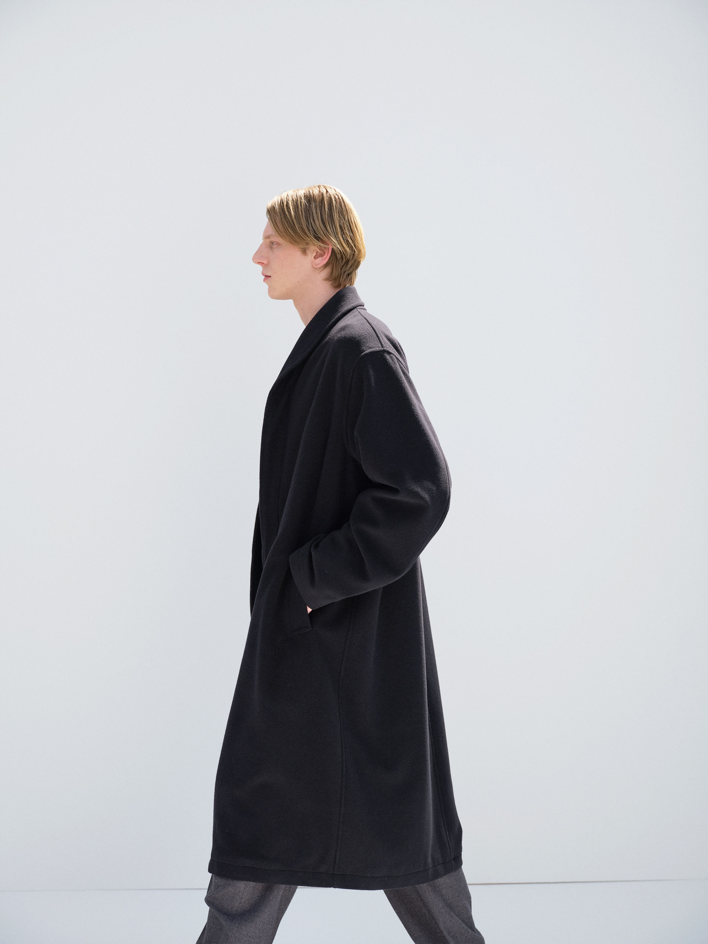 SUPER FINE WOOL MOSSER SHAWL COLLAR COAT 詳細画像 BLACK 5
