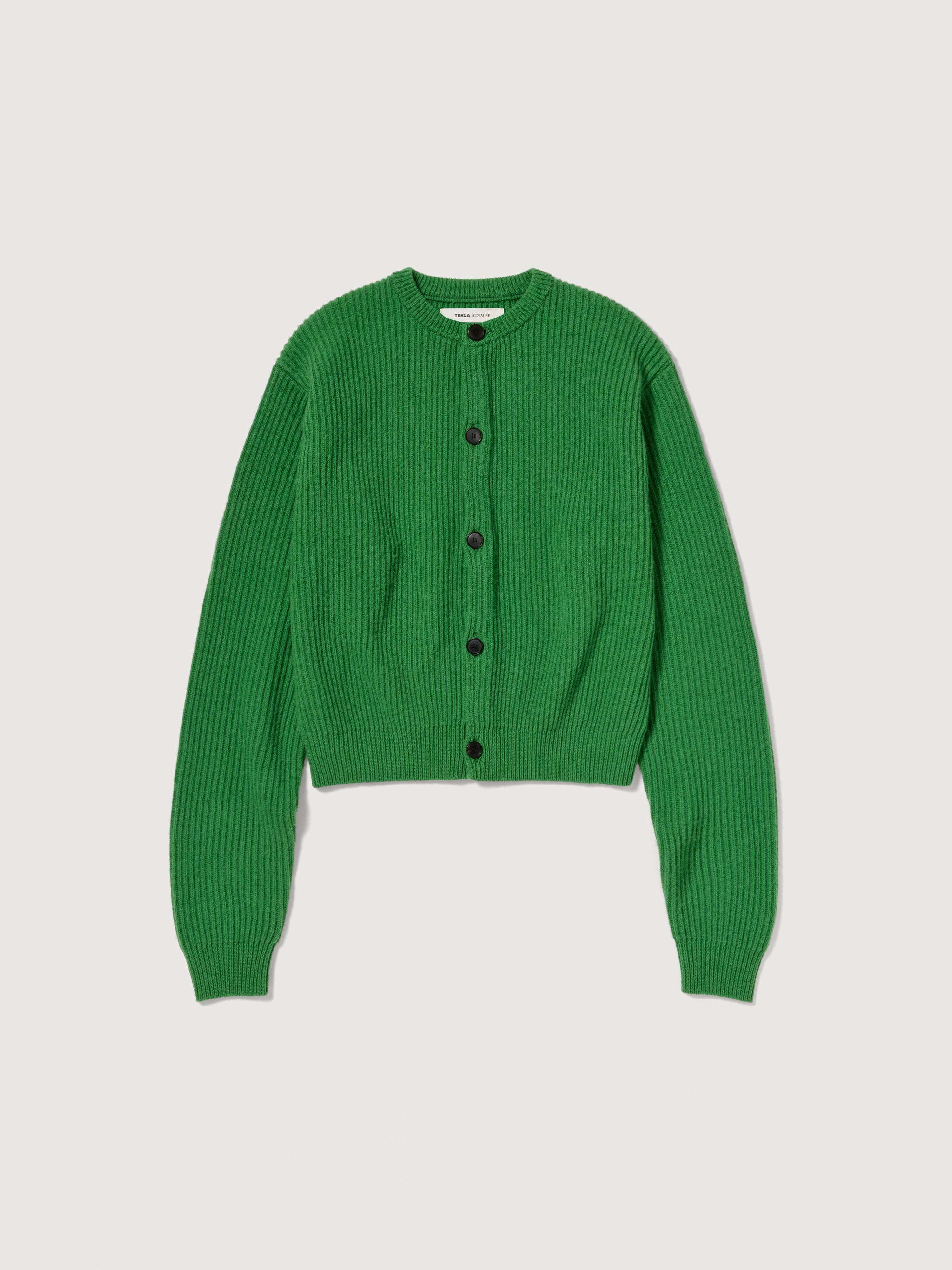 SUPER FINE WOOL CASHMERE RIB KNIT CARDIGAN 詳細画像 FOREST GREEN 1