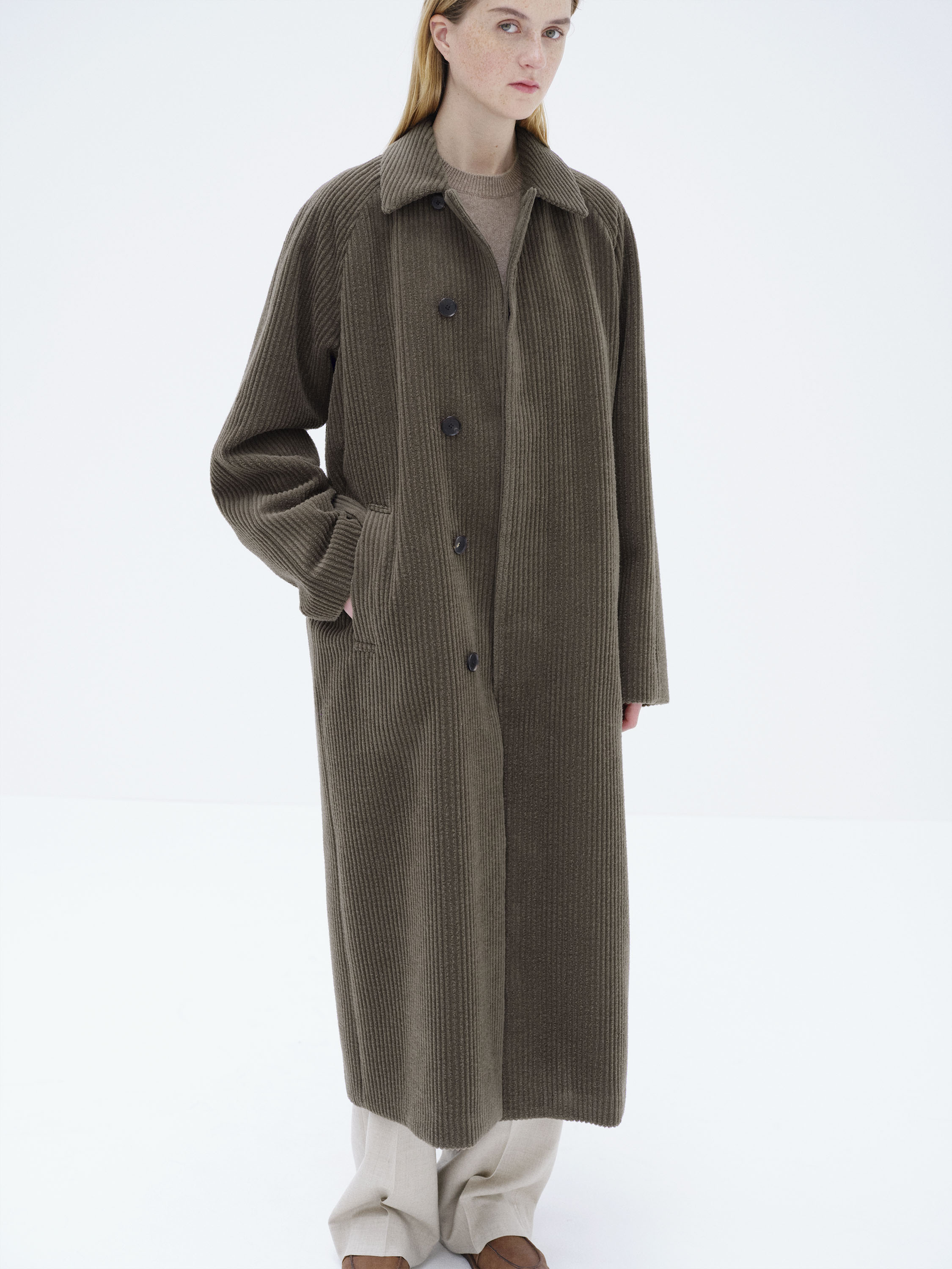 WOOL CASHMERE CORDUROY SOUTIEN COLLAR COAT 詳細画像 SMOKY BROWN 1