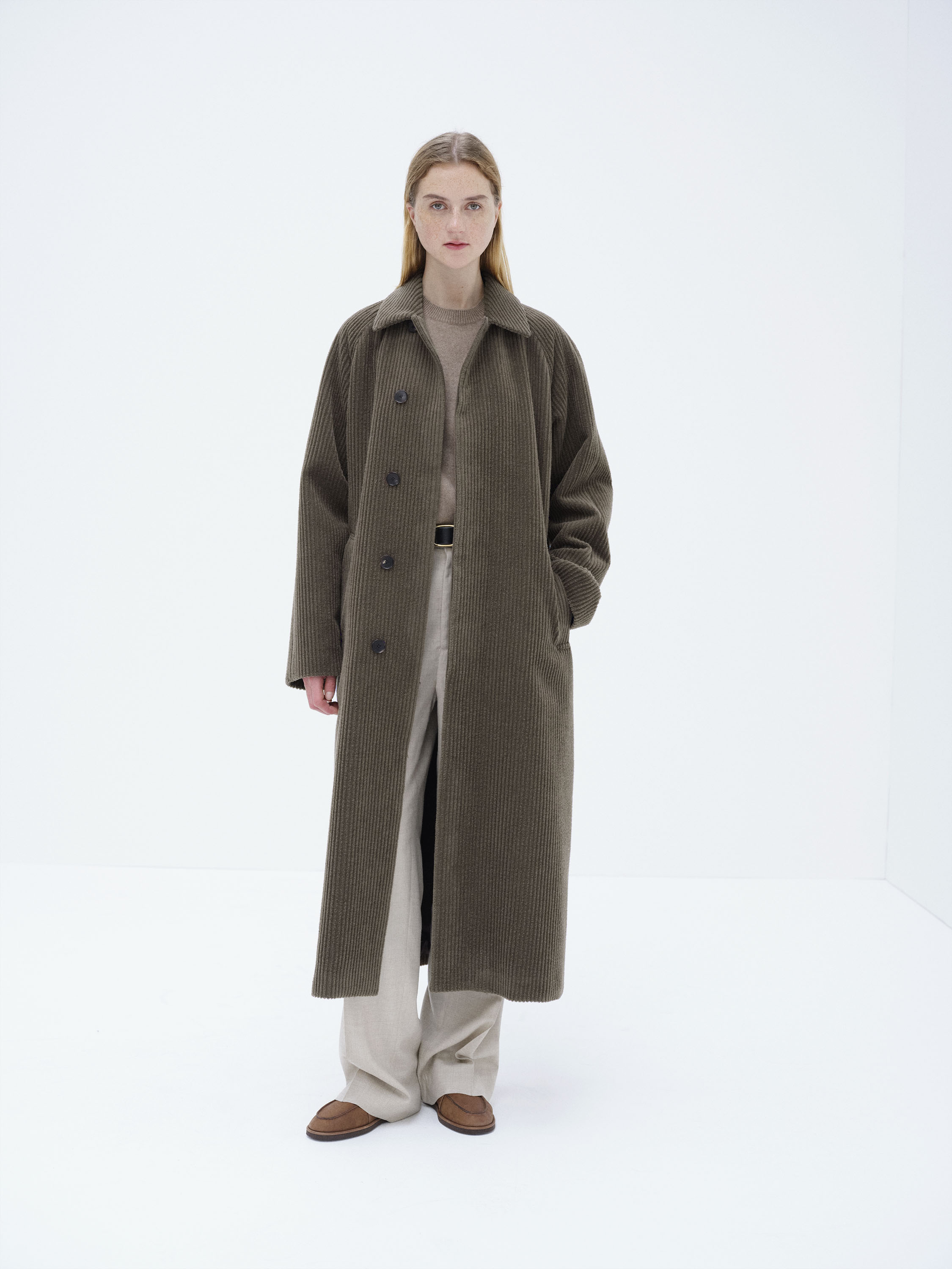 WOOL CASHMERE CORDUROY SOUTIEN COLLAR COAT 詳細画像 SMOKY BROWN 2