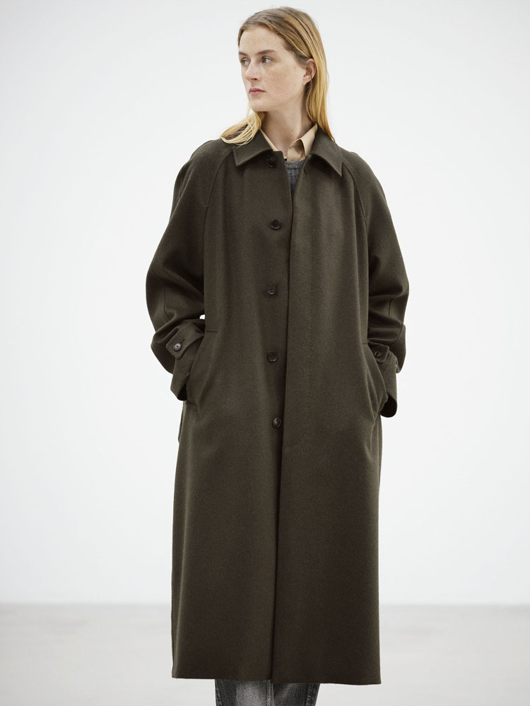 BABY CAMEL FLANNEL SOUTIEN COLLAR COAT