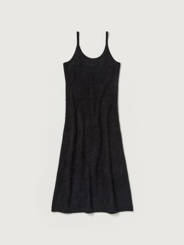 GARMENT-DYED BABY ALPACA FUR KNIT DRESS