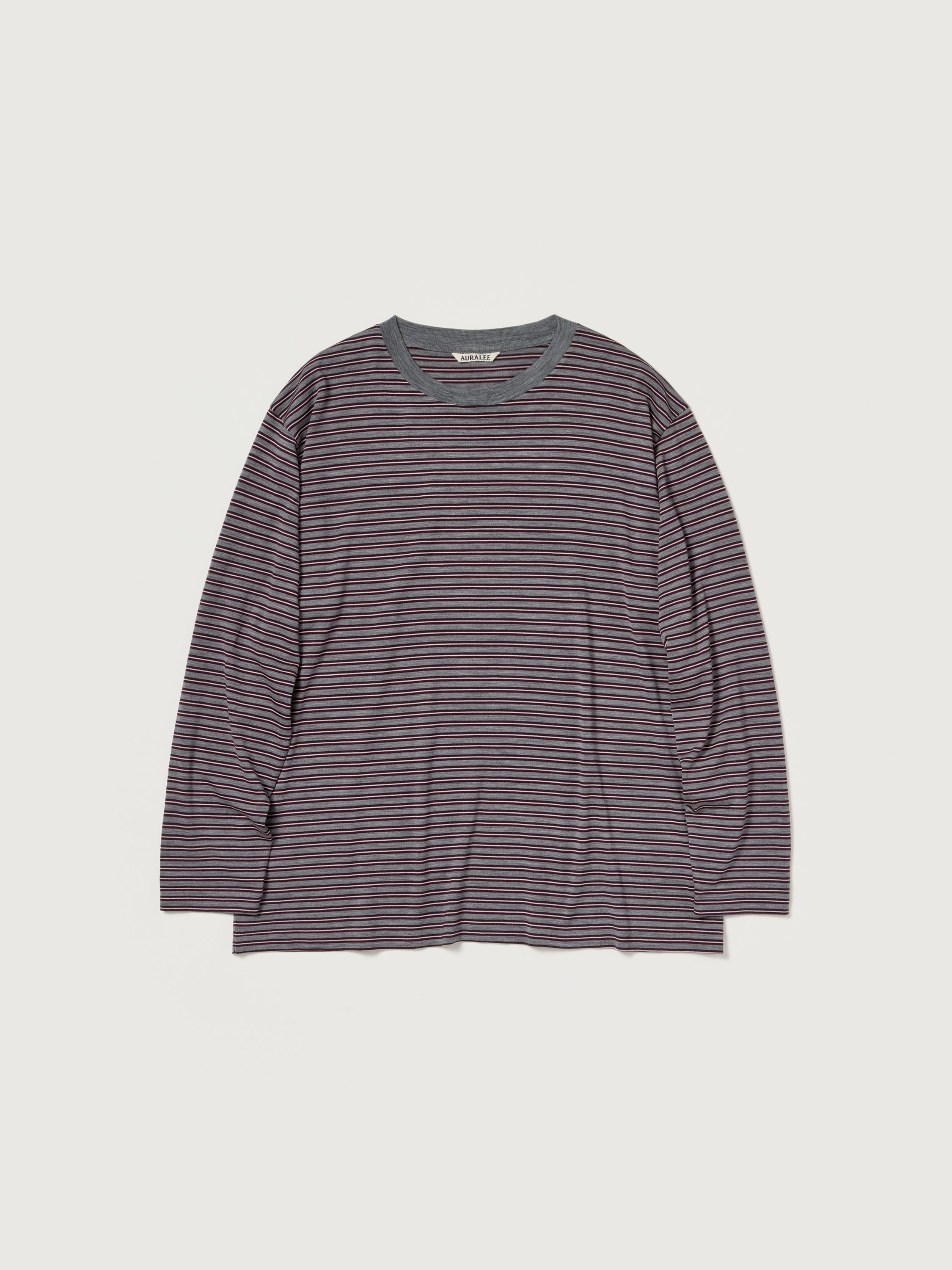 SOFT SMOOTH WOOL STRIPE JERSEY L/S TEE 詳細画像 GRAY STRIPE 1