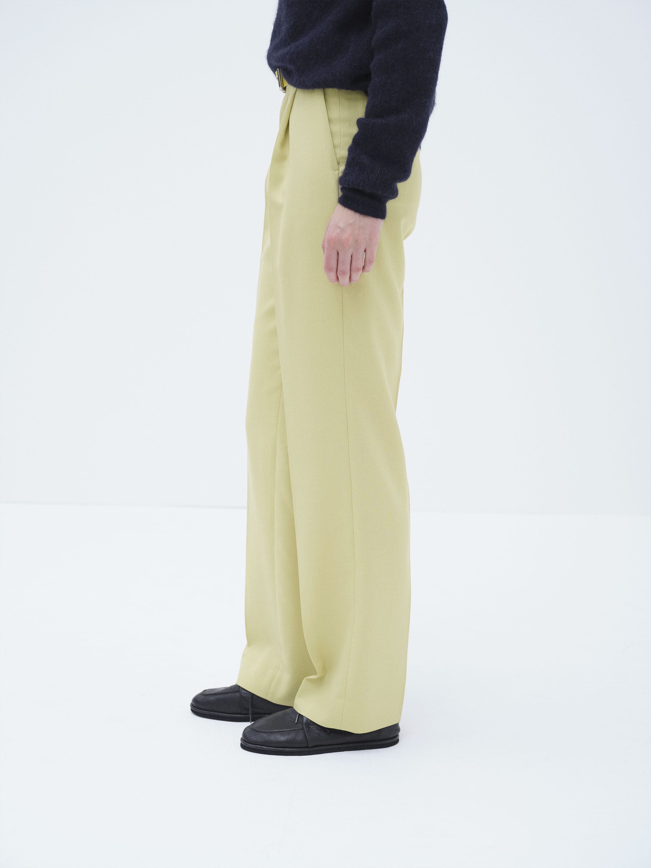 TENSE WOOL DOUBLE CLOTH SLACKS 詳細画像 LIME BEIGE 4