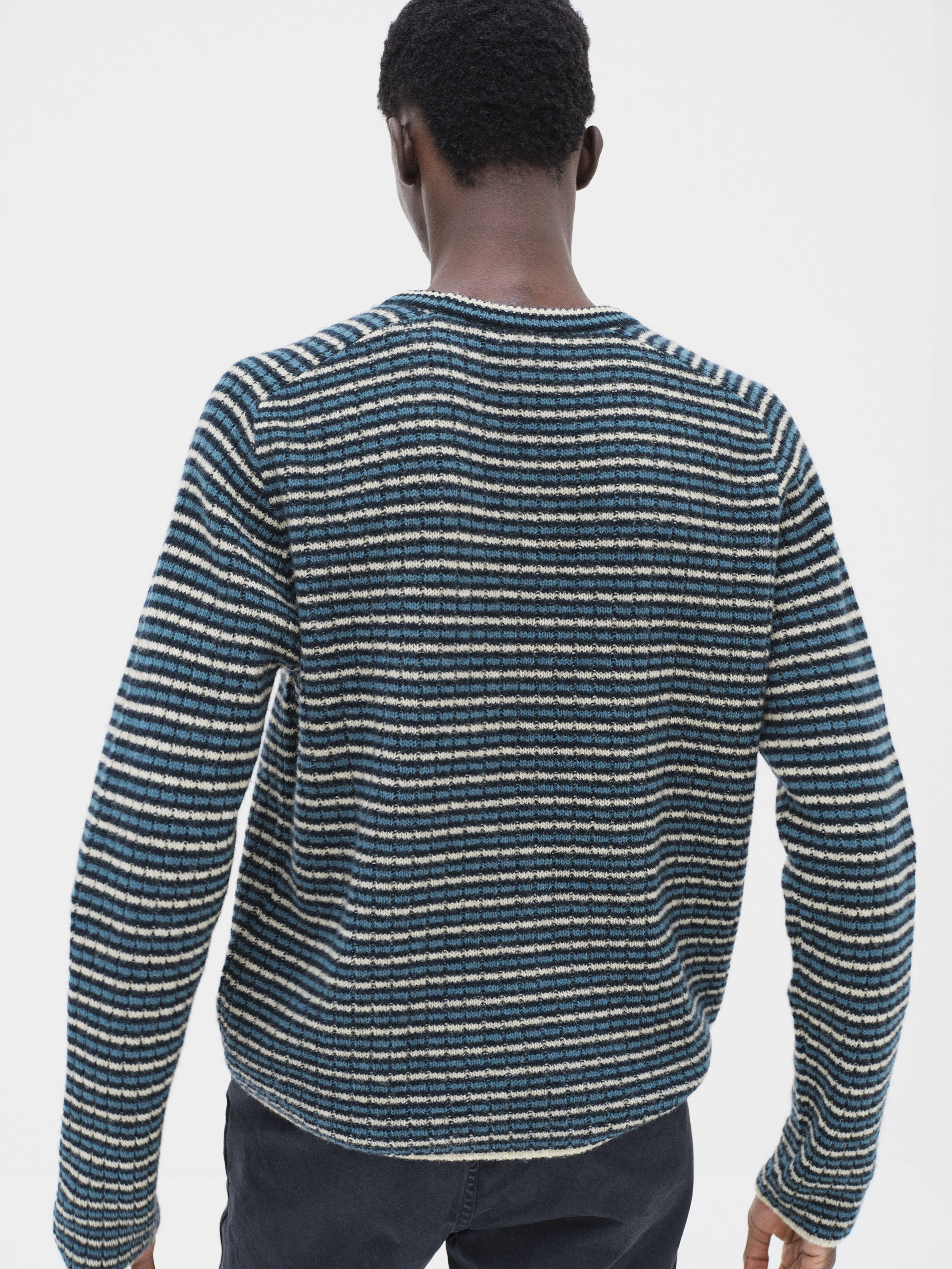 SHETLAND WOOL CASHMERE RIB KNIT P/O 詳細画像 NAVY STRIPE 4