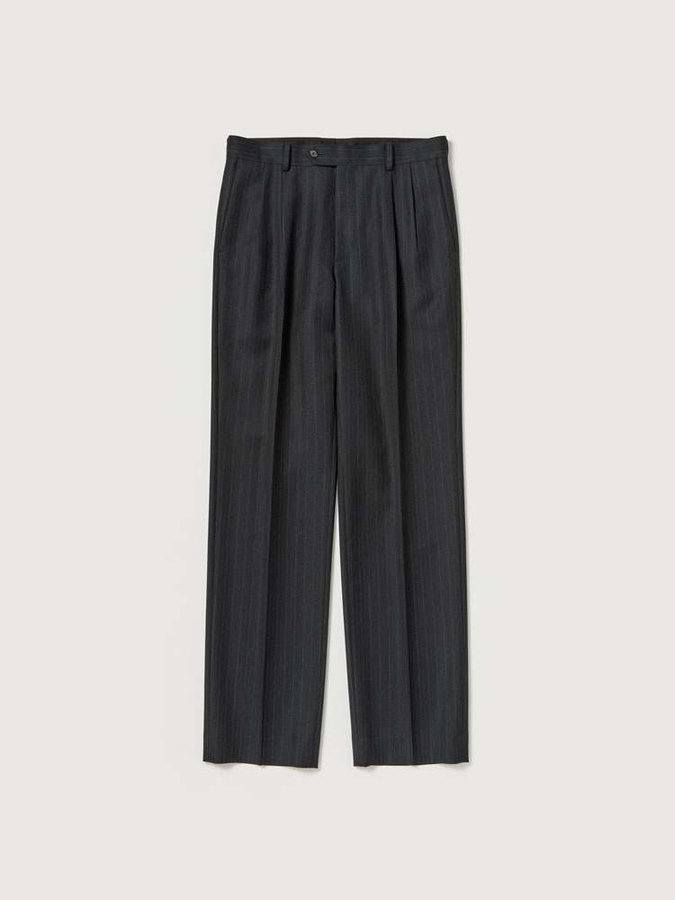 BLUEFACED WOOL TWO-TUCK SLACKS