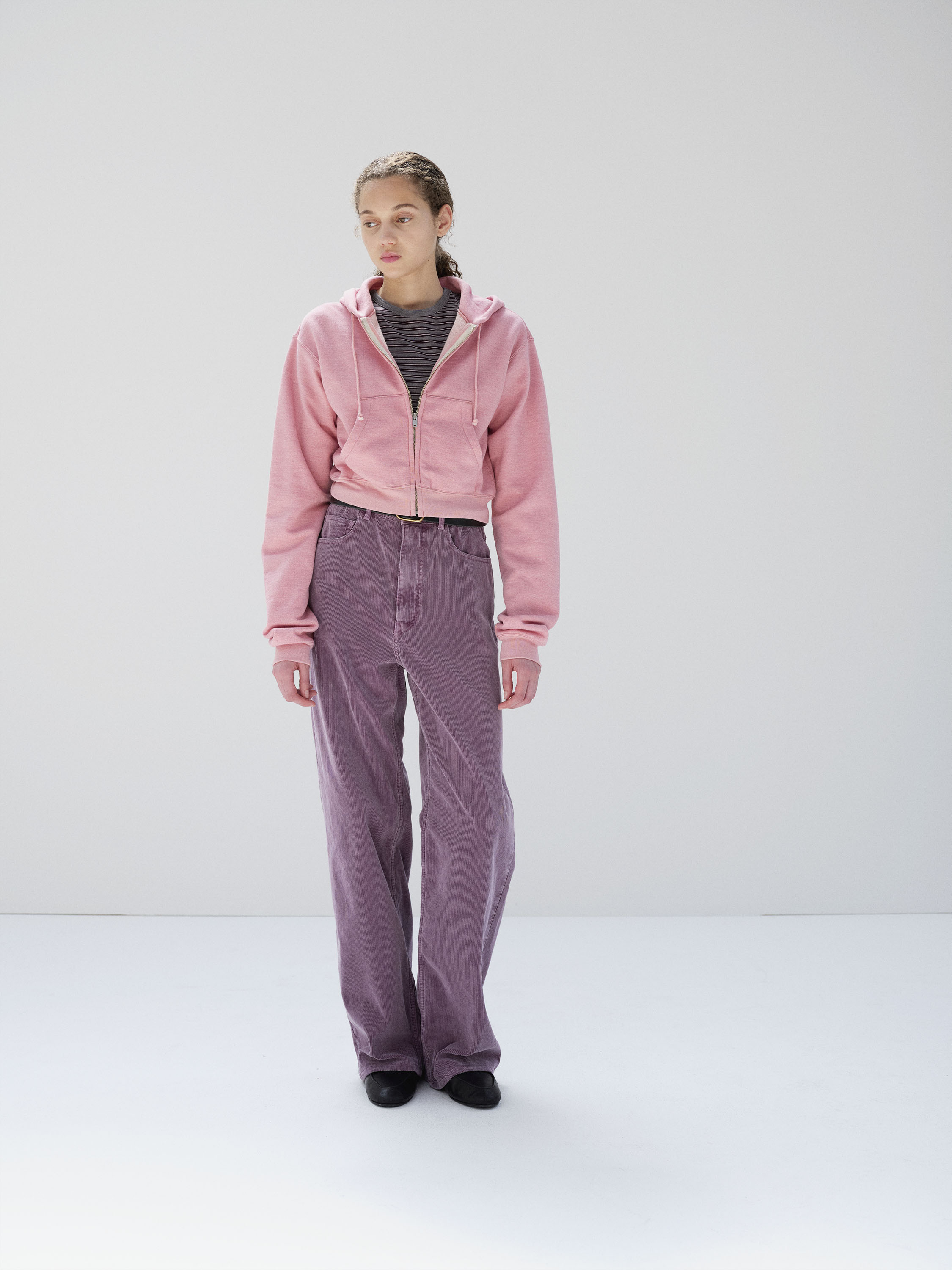 GARMENT-DYED FINX CORDUROY 5P WIDE PANTS 詳細画像 DUSTY PURPLE 1