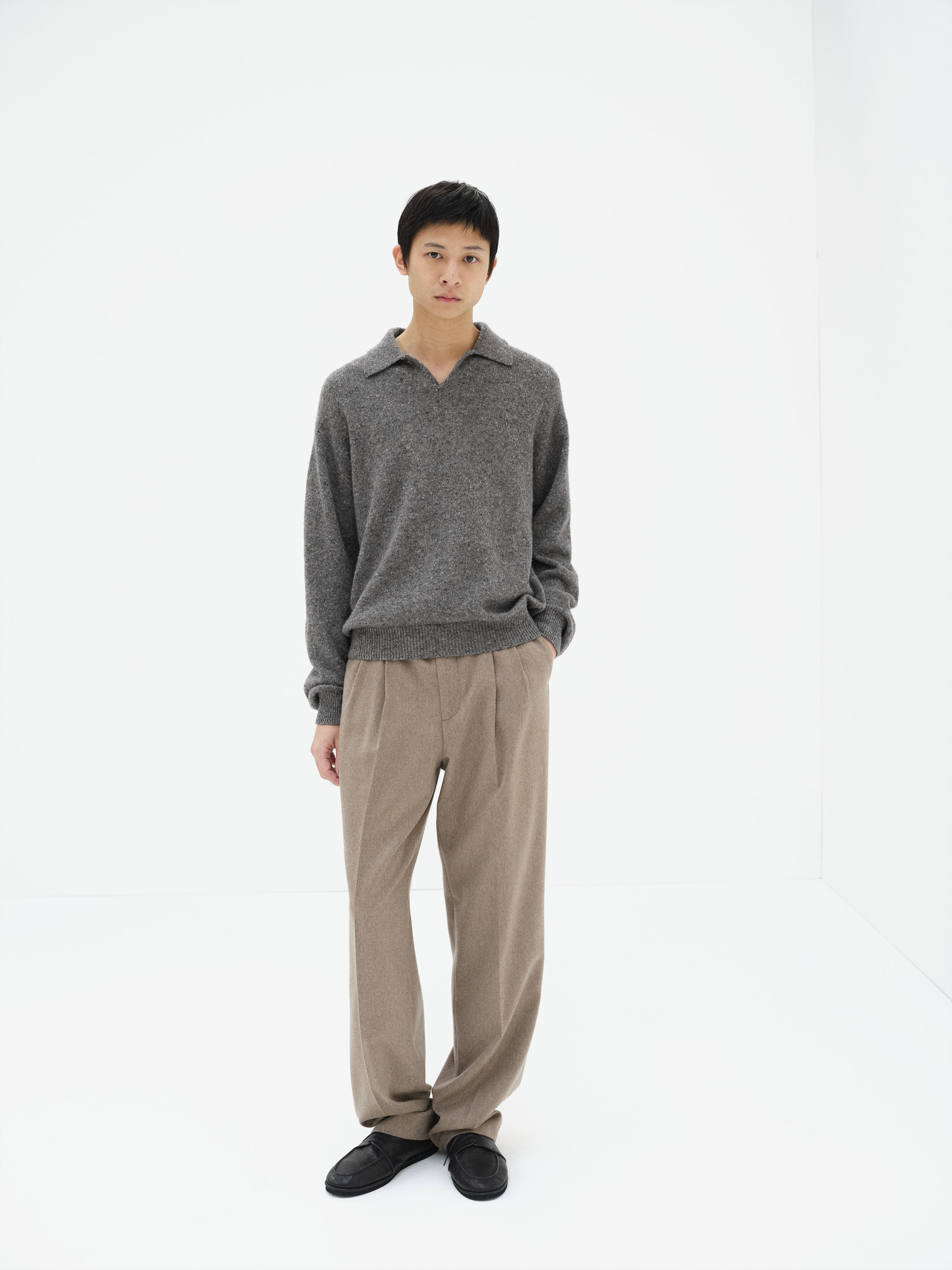 CASHMERE NEP KNIT POLO 詳細画像 MIX GRAY 2