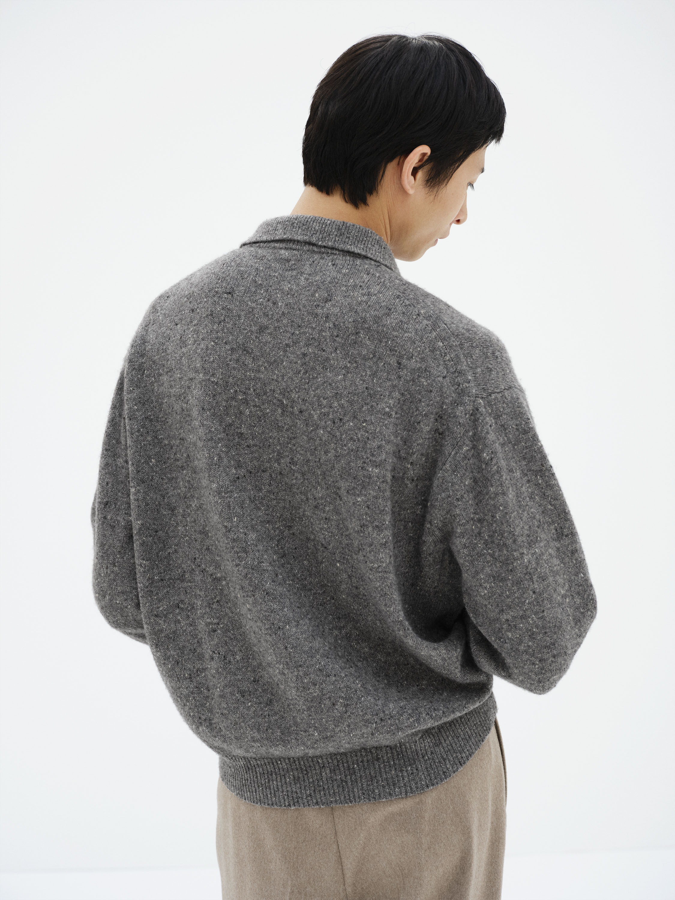 CASHMERE NEP KNIT POLO 詳細画像 MIX GRAY 3