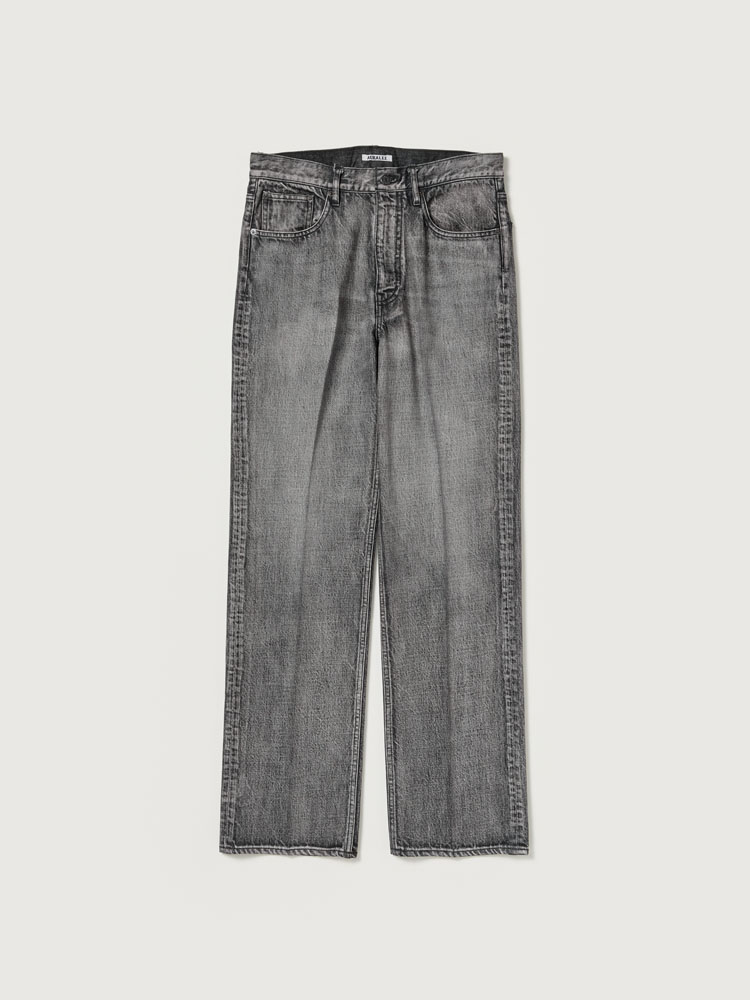 FADED HEAVY DENIM CENTER-PLEATED PANTS