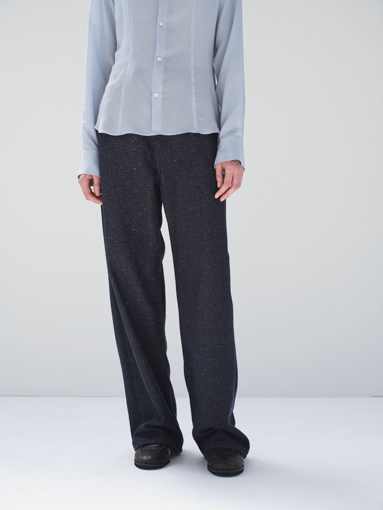 SILK NEP DENIM 5P WIDE PANTS