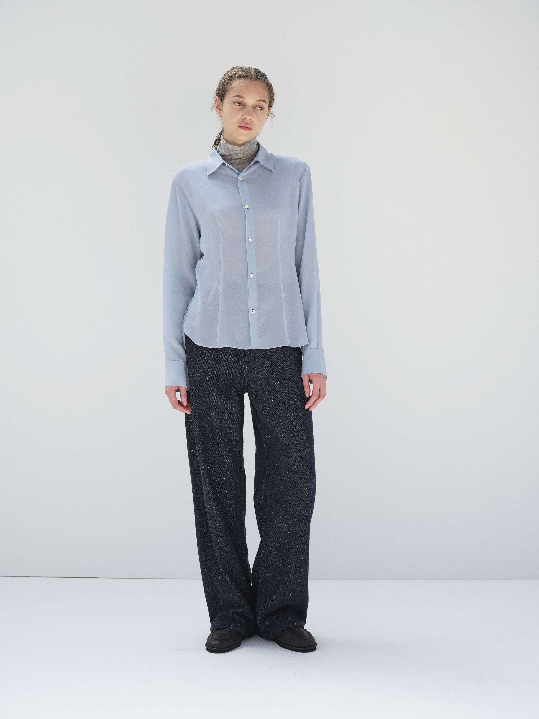 SILK NEP DENIM 5P WIDE PANTS 詳細画像 DARK NAVY 2