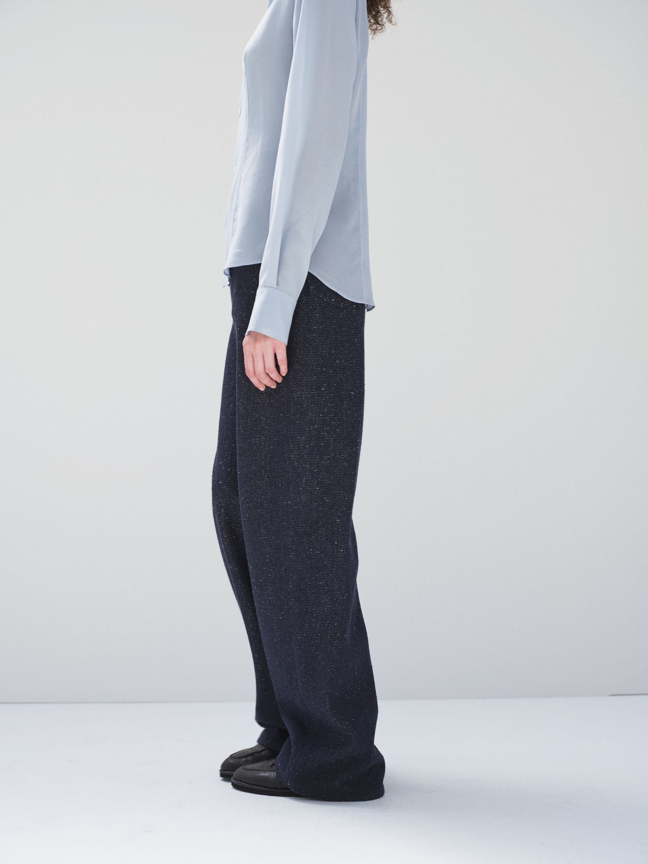 SILK NEP DENIM 5P WIDE PANTS 詳細画像 DARK NAVY 3
