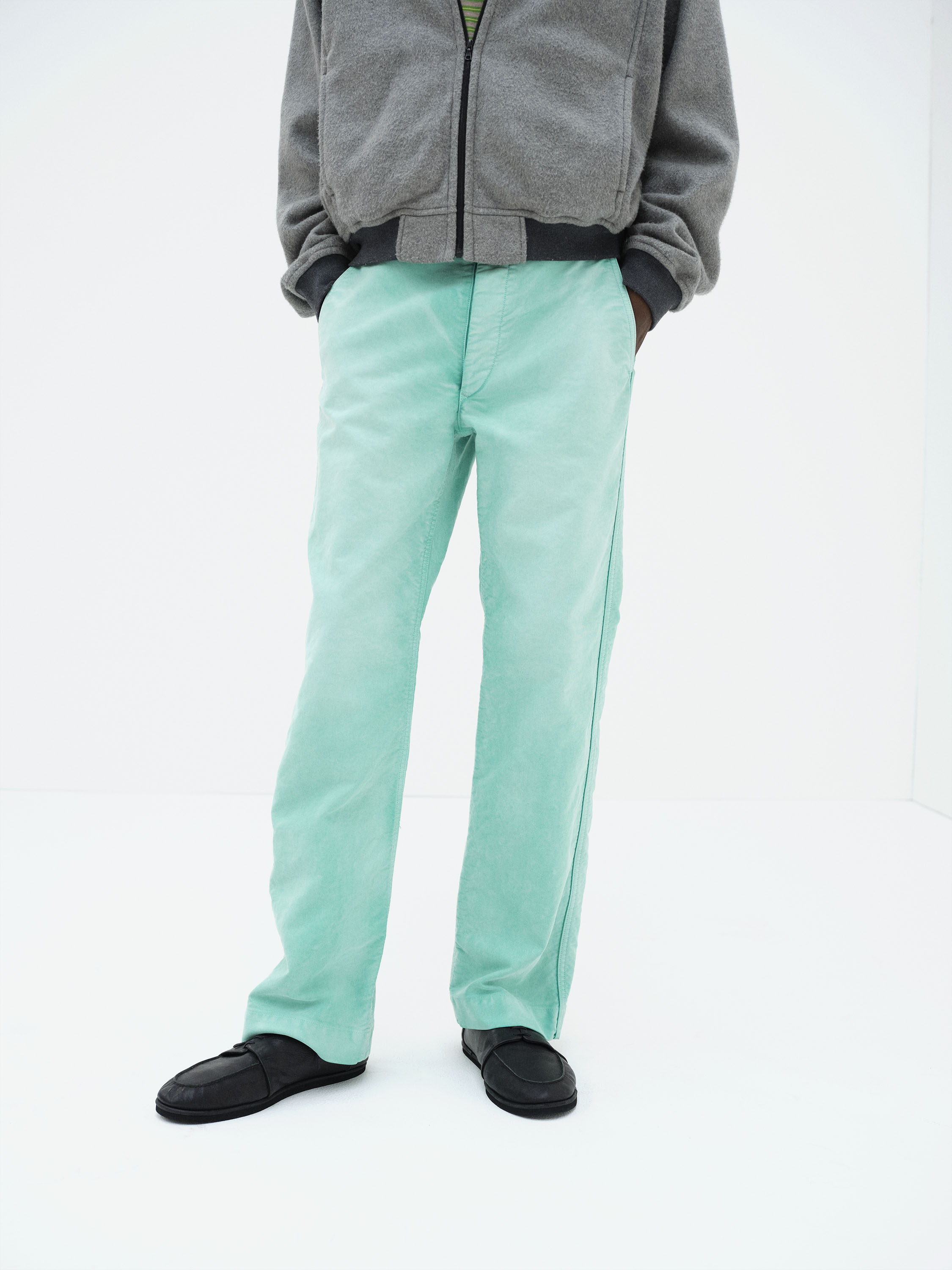 GARMENT-DYED ORGANIC COTTON HEAVY MOLESKIN PANTS 詳細画像 FADED AQUA GREEN 3