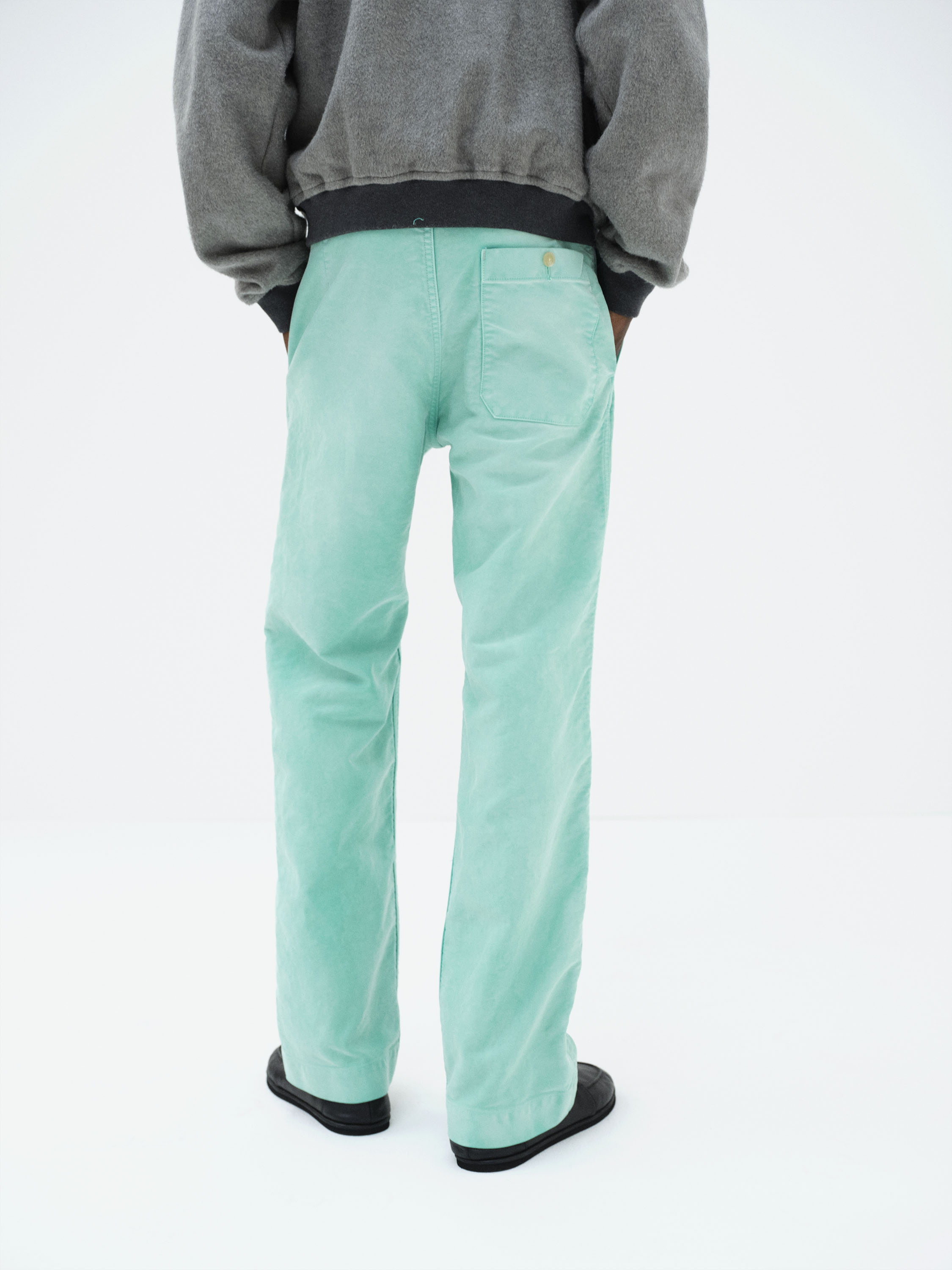 GARMENT-DYED ORGANIC COTTON HEAVY MOLESKIN PANTS 詳細画像 FADED AQUA GREEN 5