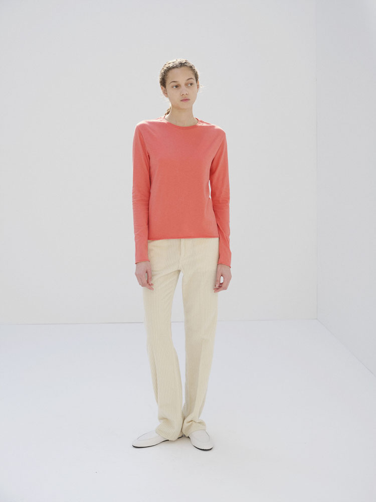 BRUSHED ORGANIC COTTON CASHMERE JERSEY L/S TEE