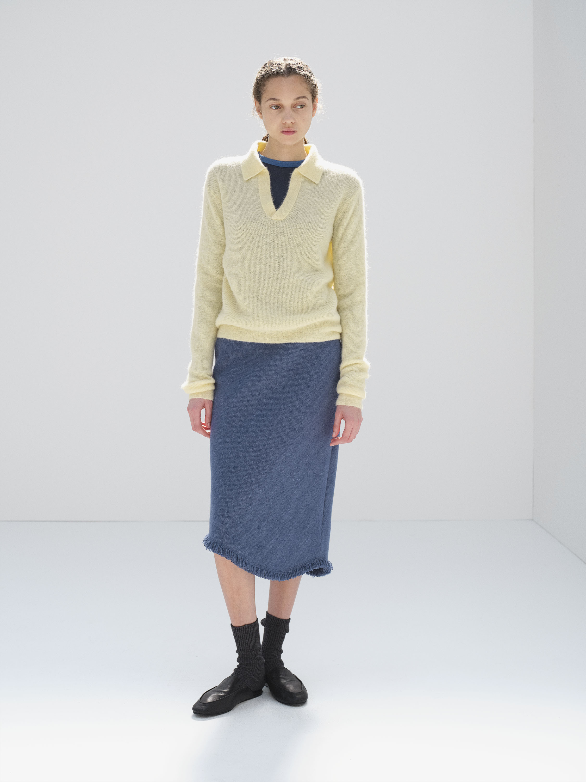 BABY SURI ALPACA SHEER KNIT SKIPPER POLO 詳細画像 ECRU 1