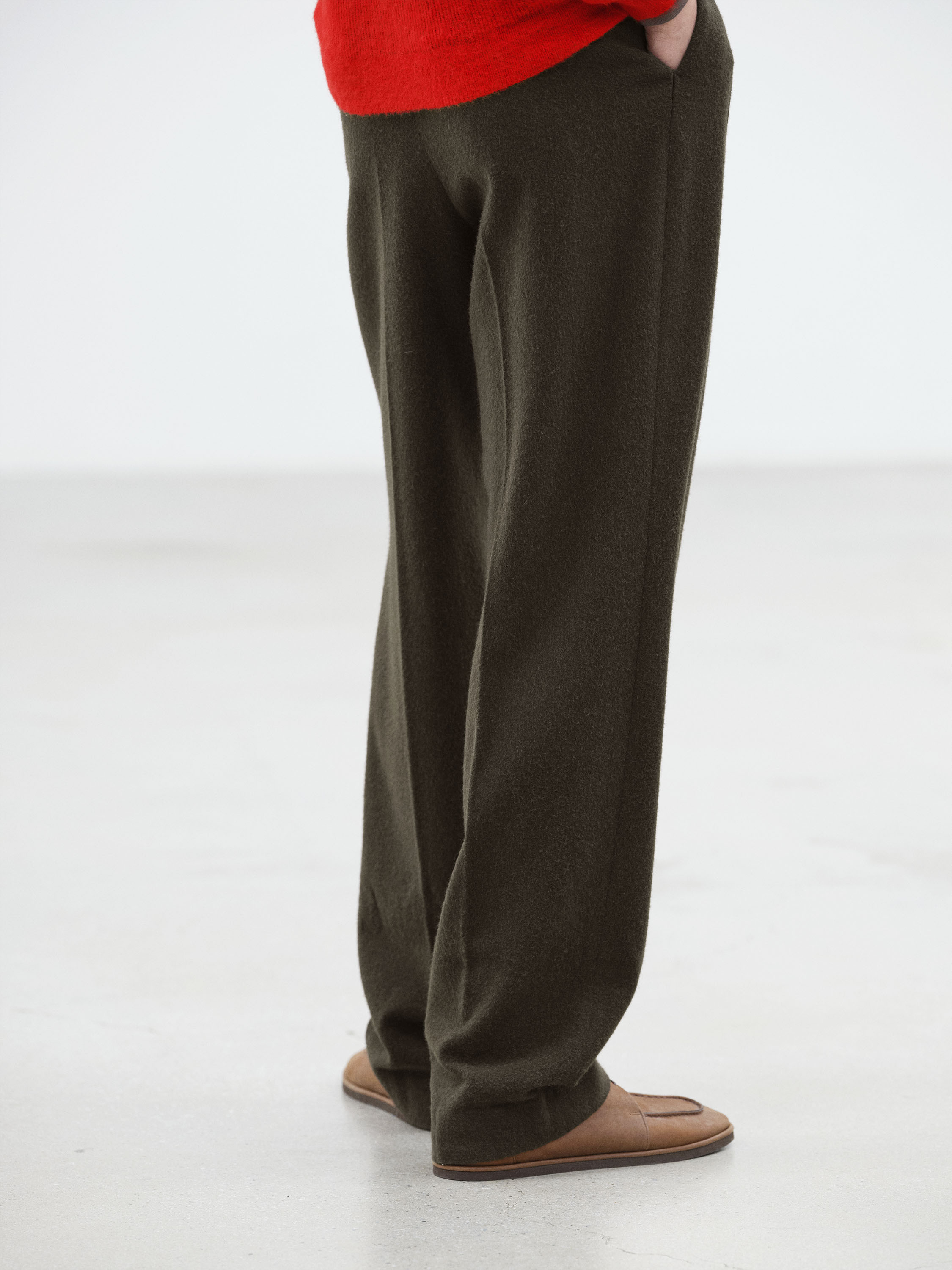 BABY CAMEL FLANNEL TWO-TUCK SLACKS 詳細画像 DARK BROWN 4