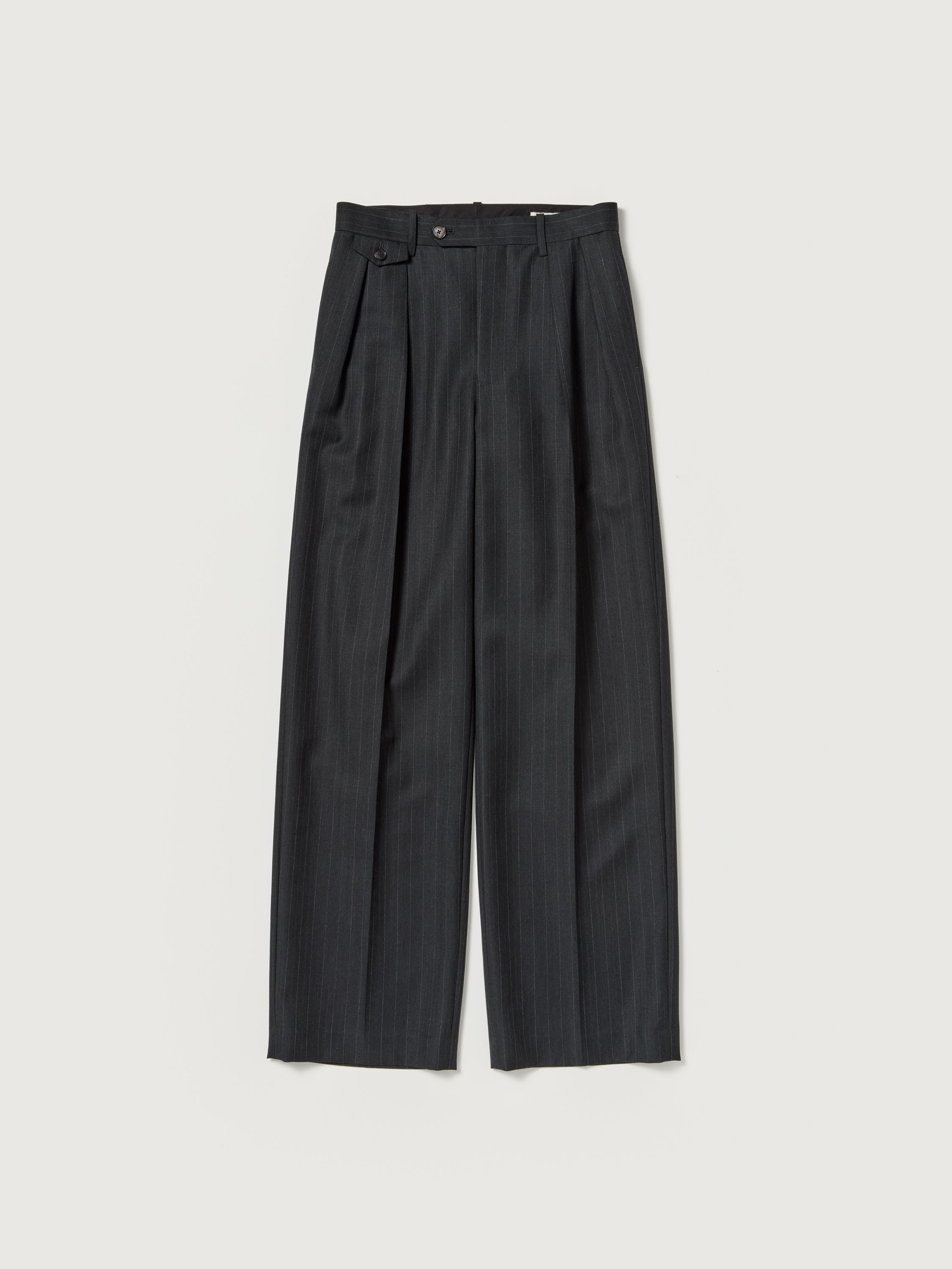 BLUEFACED WOOL TWO-TUCK SLACKS 詳細画像 CHARCOAL NAVY STRIPE 1