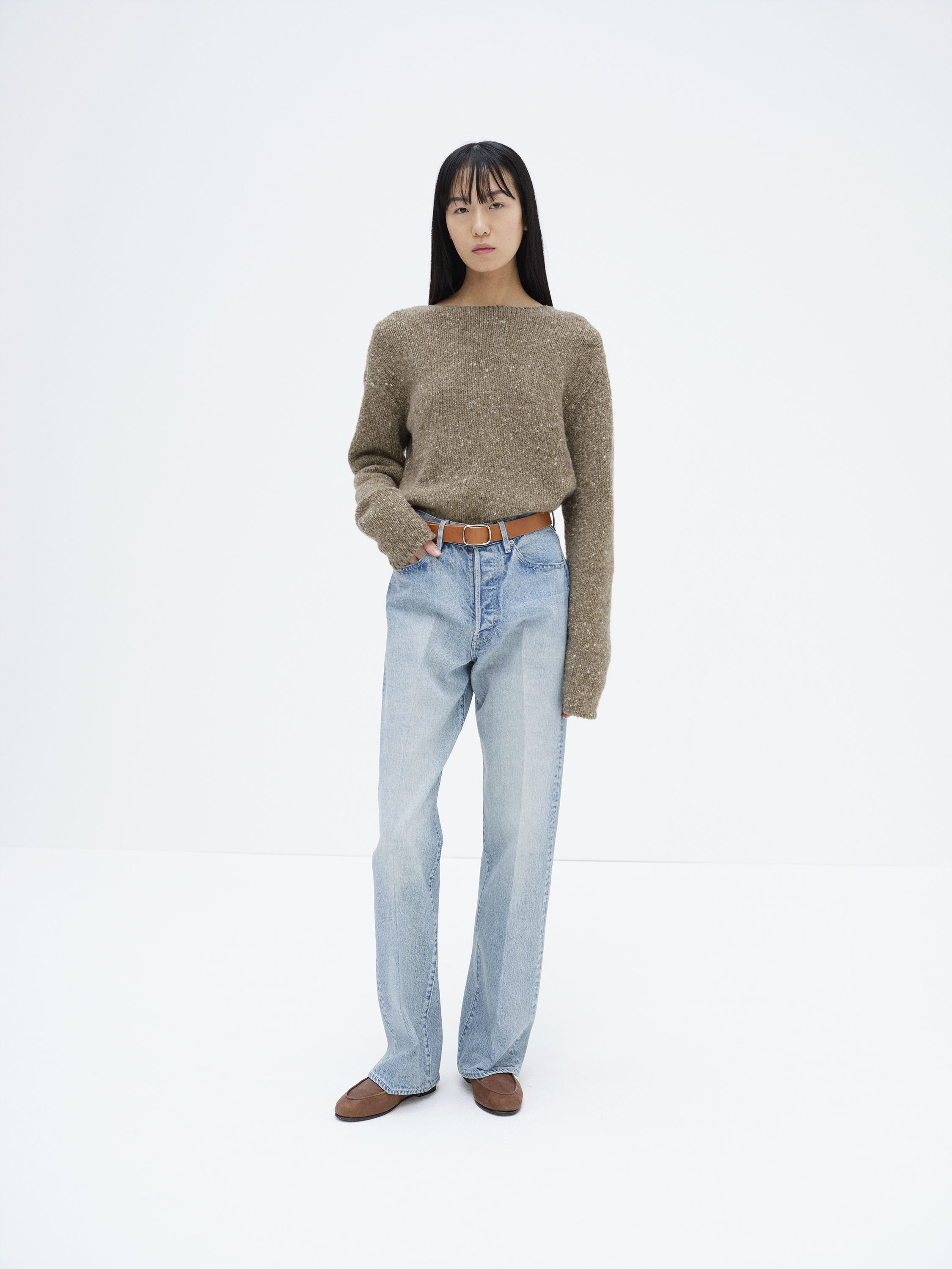 LOW-GAUGE HOMESPUN TWEED KNIT BOAT-NECK P/O 詳細画像 TOP BROWN 1