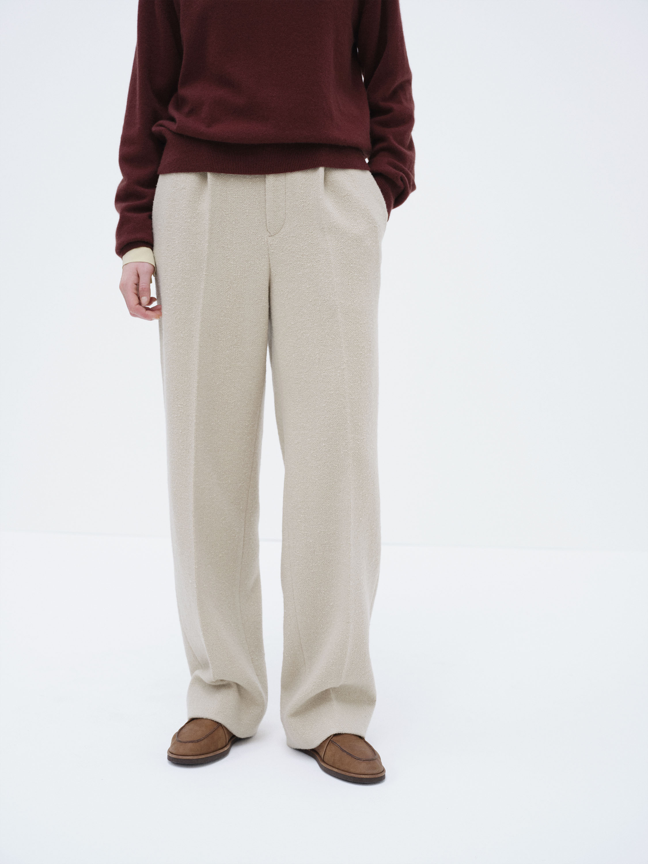 HOMESPUN TWEED ONE-TUCK SLACKS 詳細画像 IVORY BEIGE 1