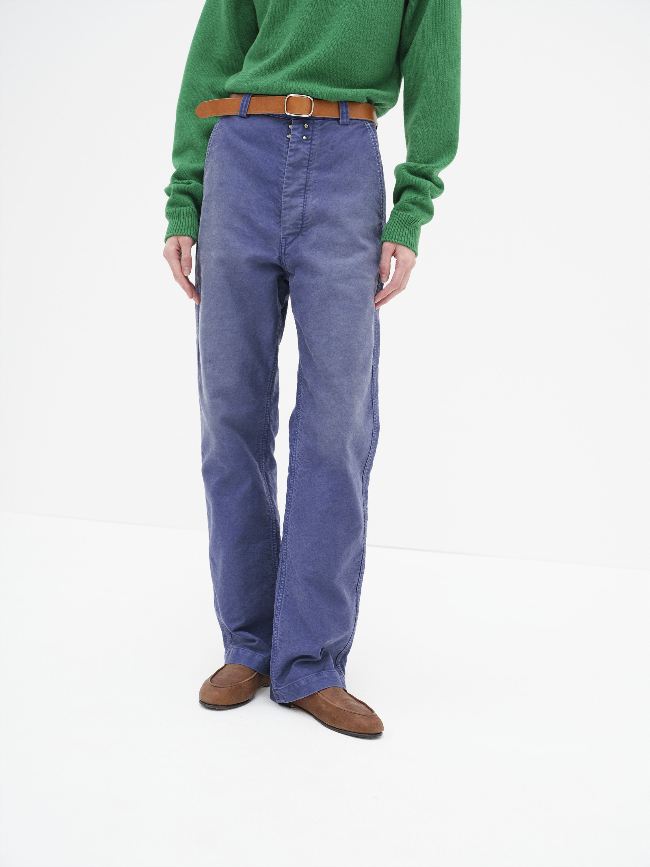 GARMENT-DYED ORGANIC COTTON HEAVY MOLESKIN PANTS 詳細画像 FADED NAVY 2