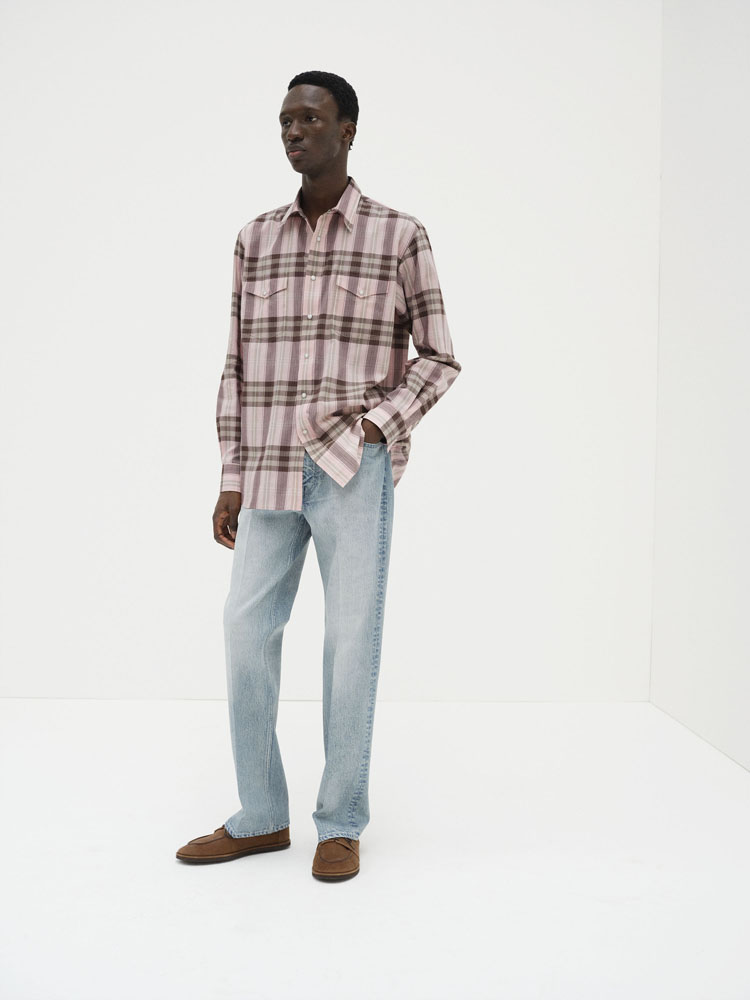 HIGH TWIST COTTON SILK CHECK SHIRT