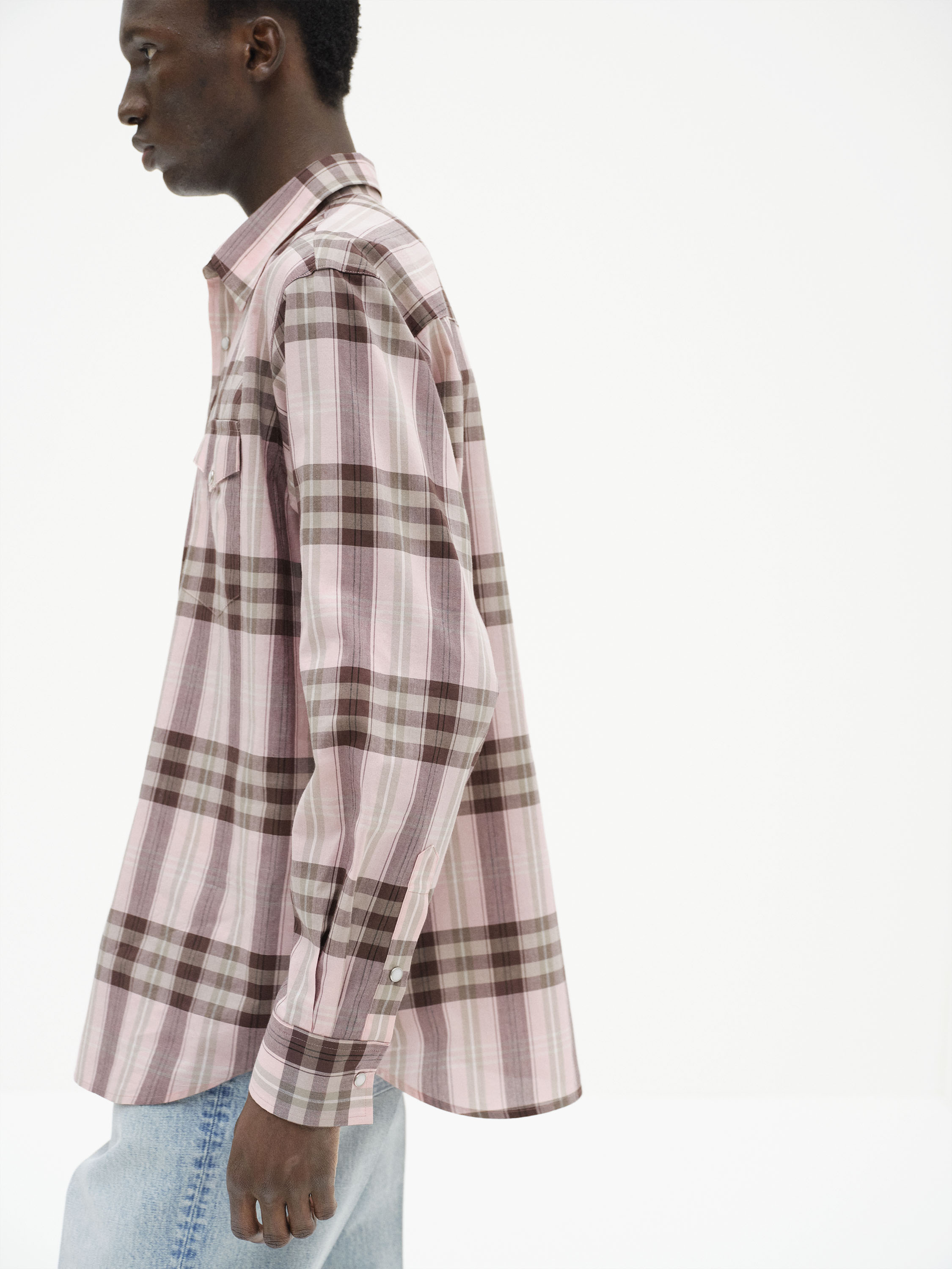 HIGH TWIST COTTON SILK CHECK SHIRT 詳細画像 PINK CHECK 3