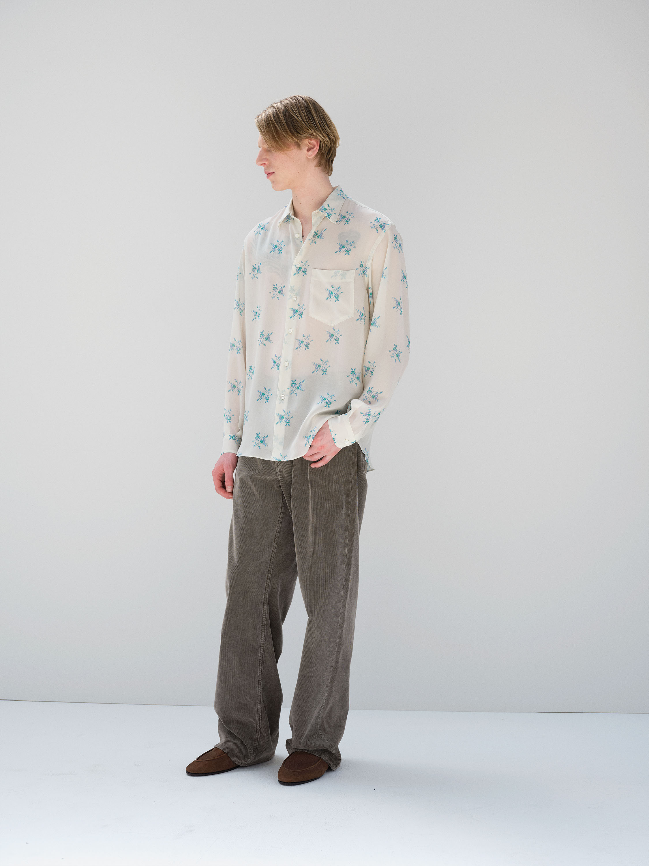 PRINTED AIRY SILK GEORGETTE SHIRT 詳細画像 IVORY WHITE 2