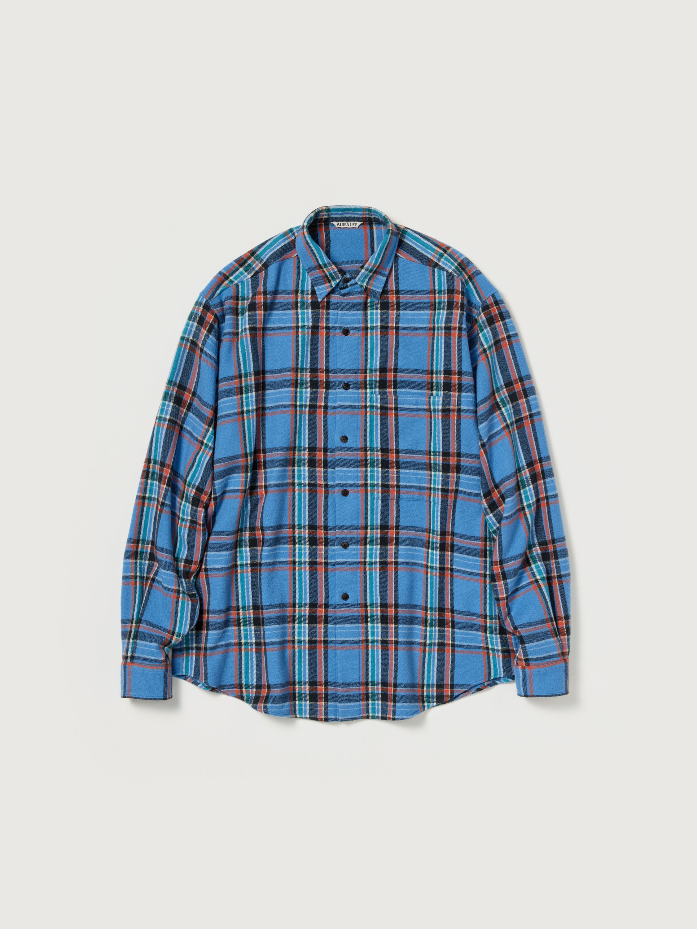 CASHMERE SILK CHECKED FLANNEL BIG SHIRT 詳細画像 BLUE CHECK 1