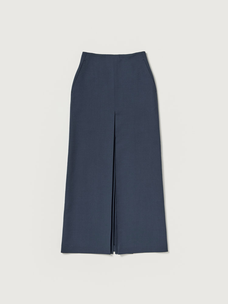 TENSE WOOL DOUBLE CLOTH SLIT SKIRT