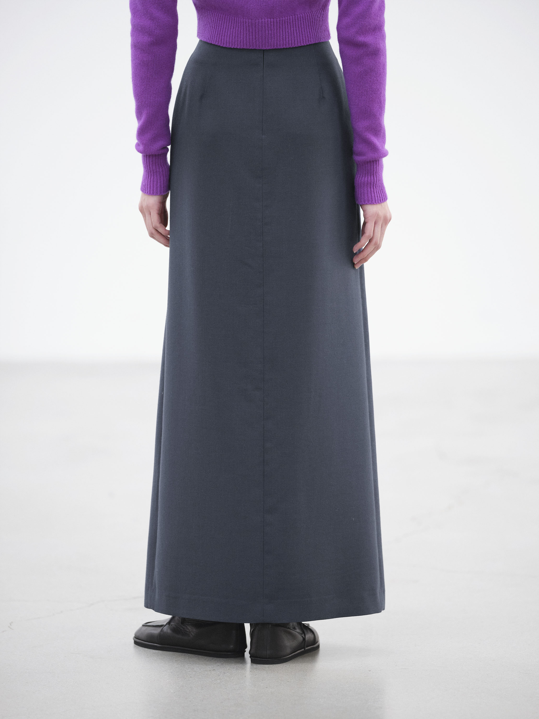 TENSE WOOL DOUBLE CLOTH SLIT SKIRT 詳細画像 LIGHT NAVY 4