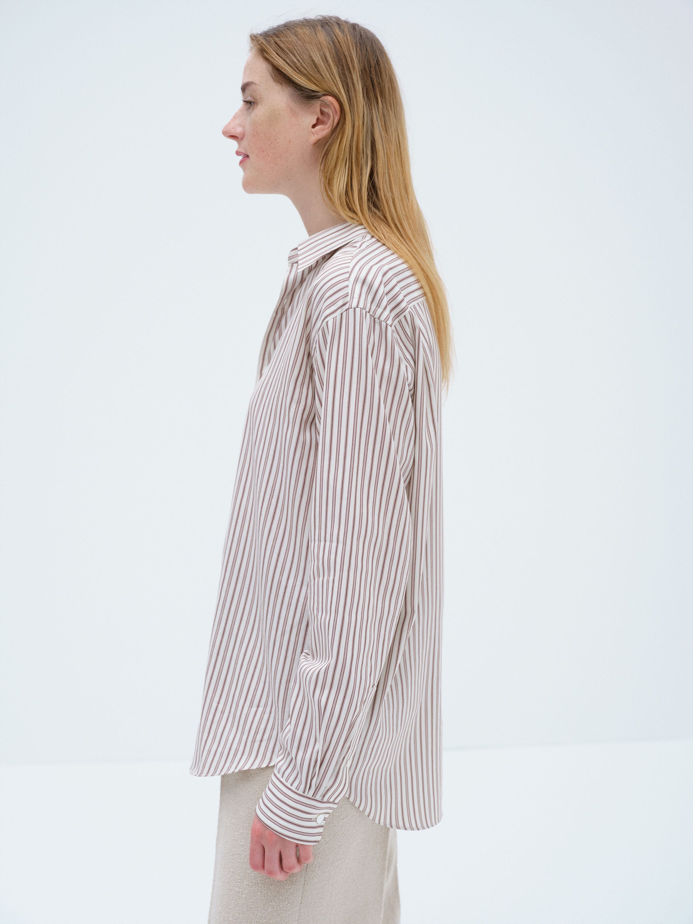 COTTON SILK STRIPE SHIRT 詳細画像 RED BROWN STRIPE 4
