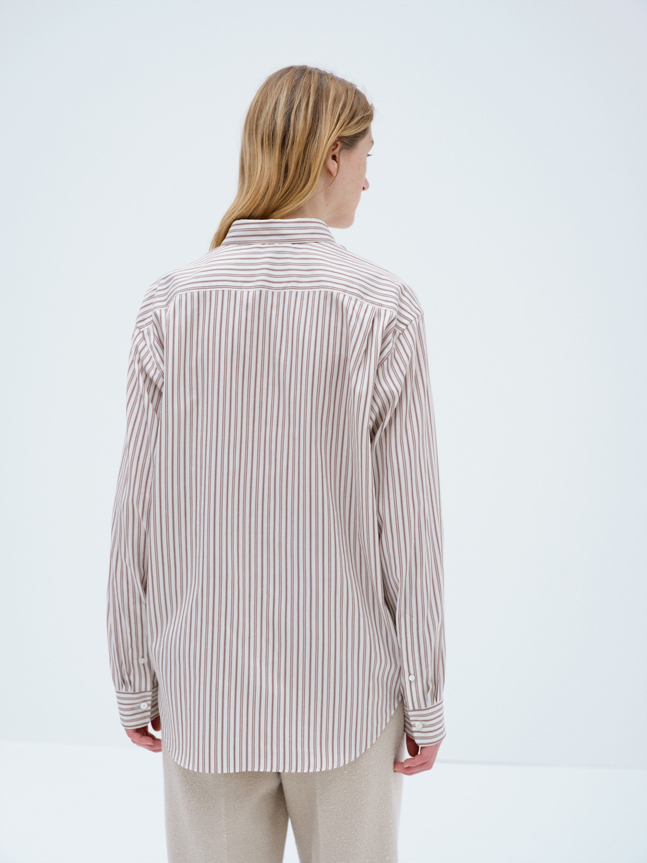 COTTON SILK STRIPE SHIRT 詳細画像 RED BROWN STRIPE 5