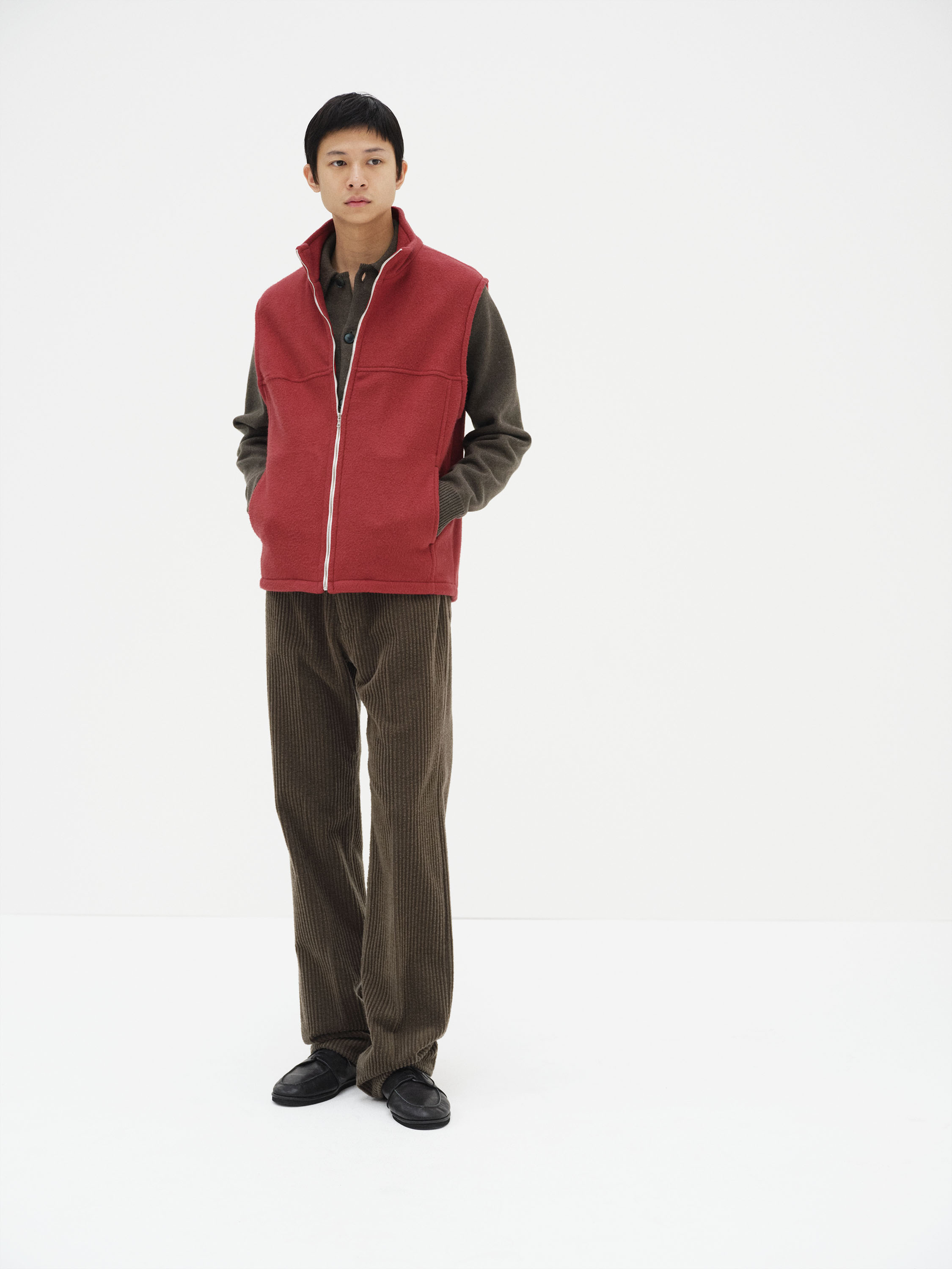 PURE SILK COMFORT FLEECE VEST 詳細画像 RED 1