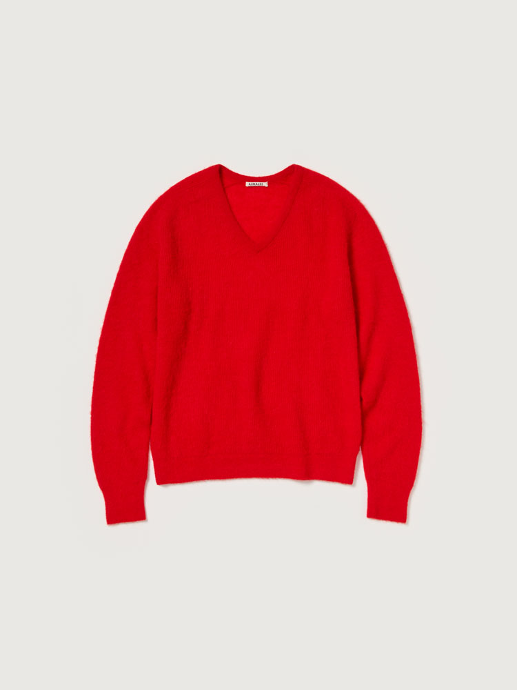BABY SURI ALPACA SHEER KNIT V-NECK P/O