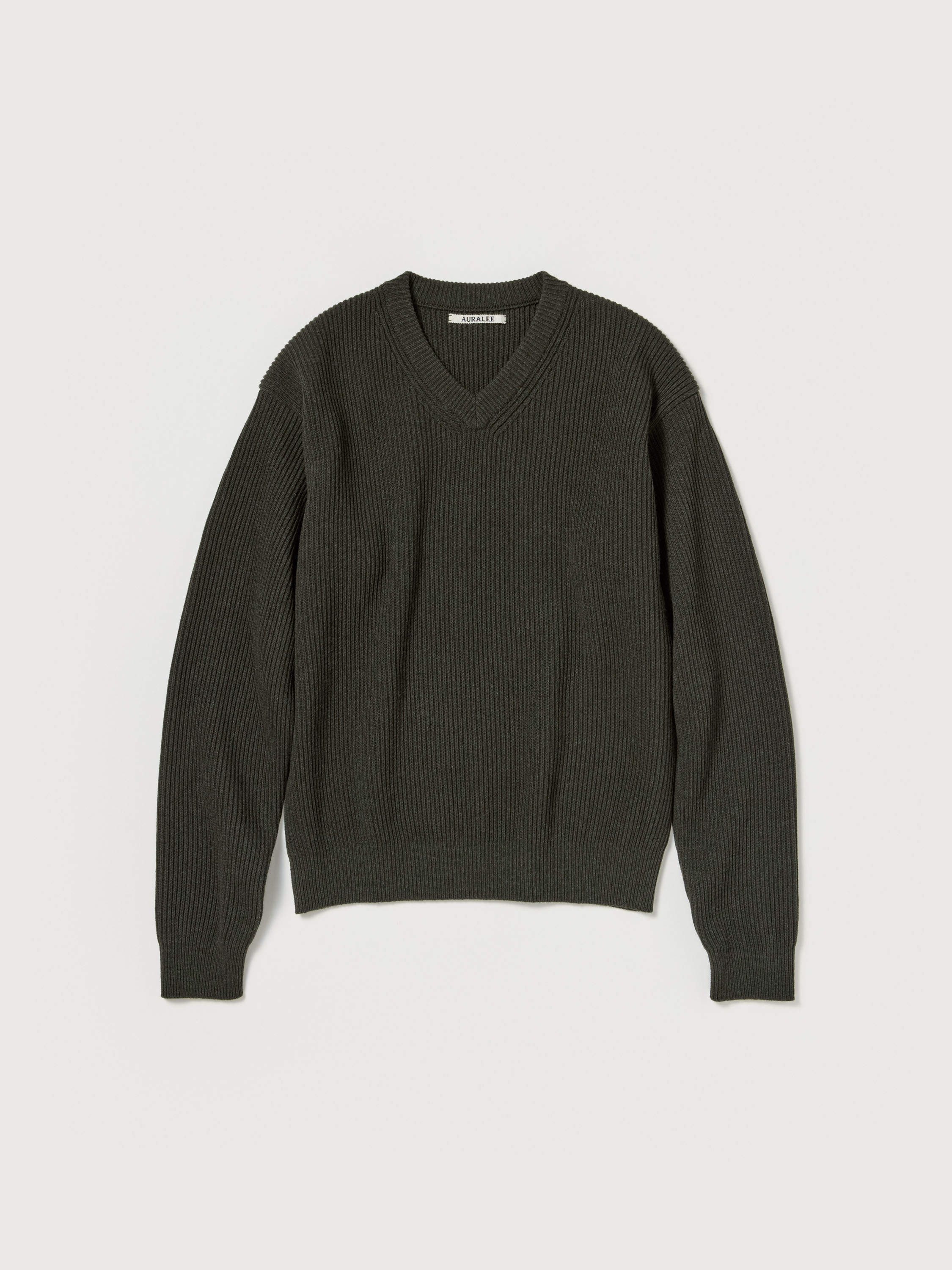 SUPER FINE WOOL RIB KNIT V-NECK P/O 詳細画像 TOP DARK OLIVE 4