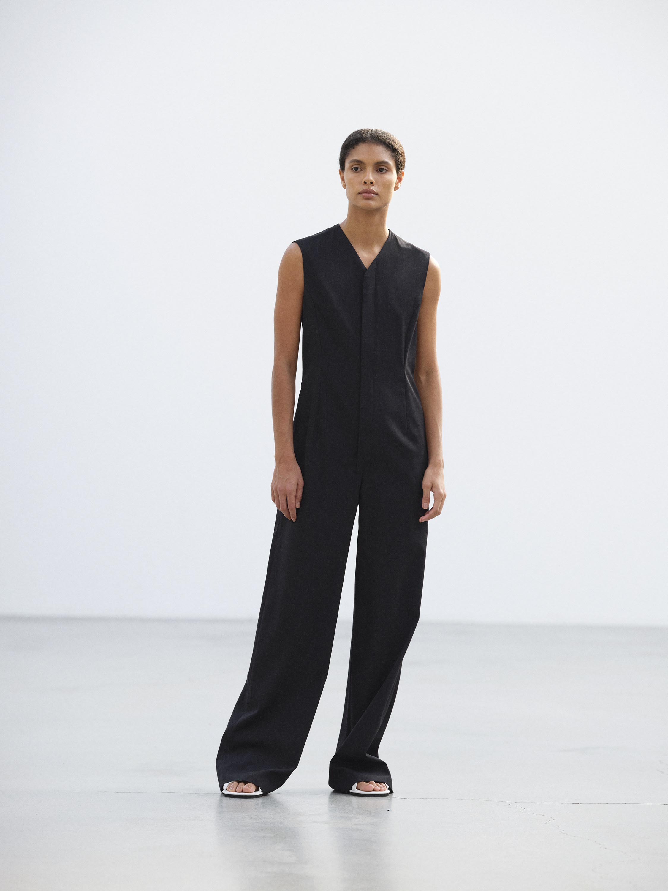 LIGHT WOOL MAX GABARDINE JUMPSUIT 詳細画像 TOP BLACK 1